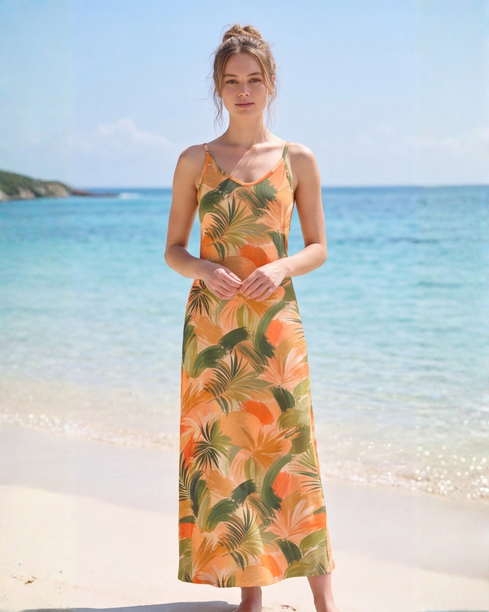 Maxi Slip Dress - Peachy Palms