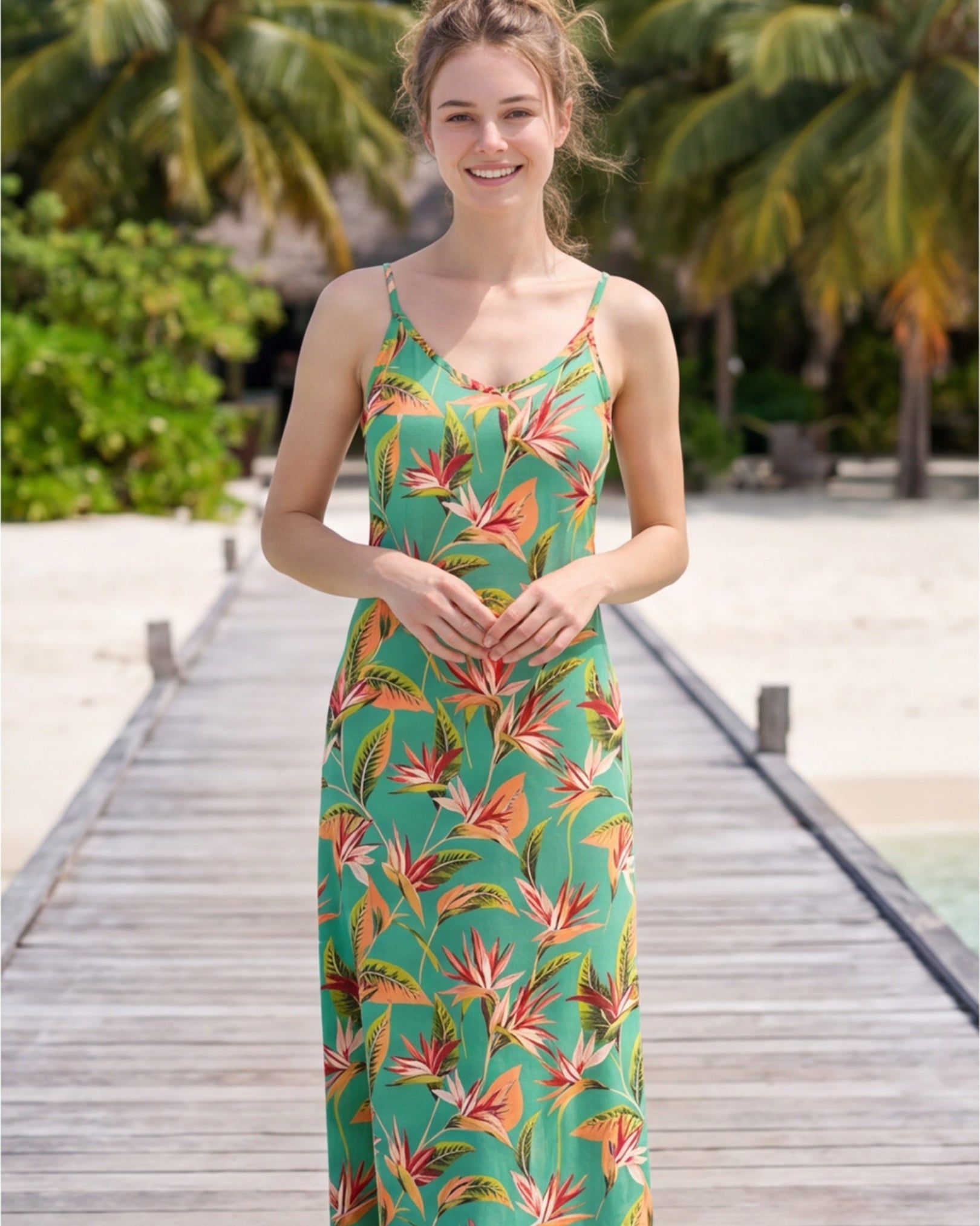 Maxi Slip Dress - Tropical Melody