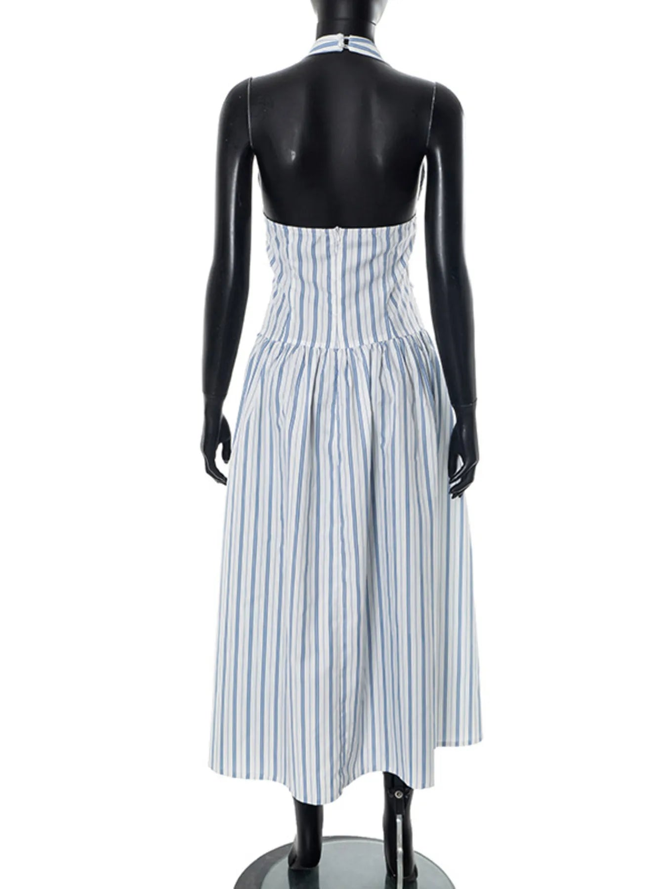 Striped Oversized Half Button Shirt Dress with Pockets.