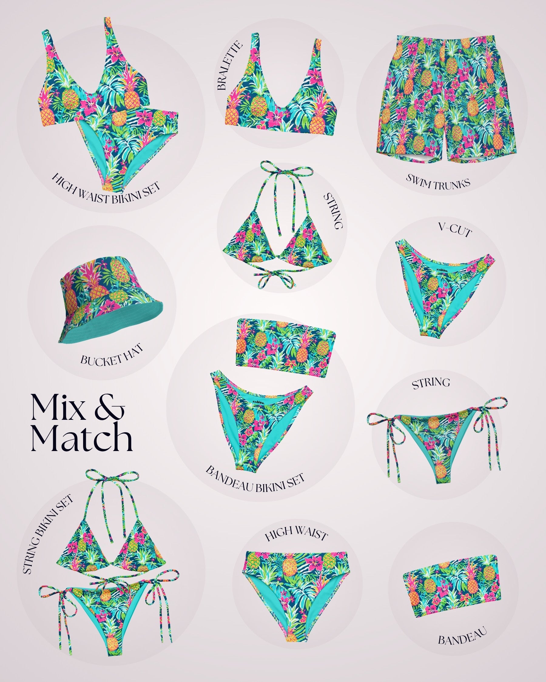 Couples Matching Swimsuits - Pineapples VI