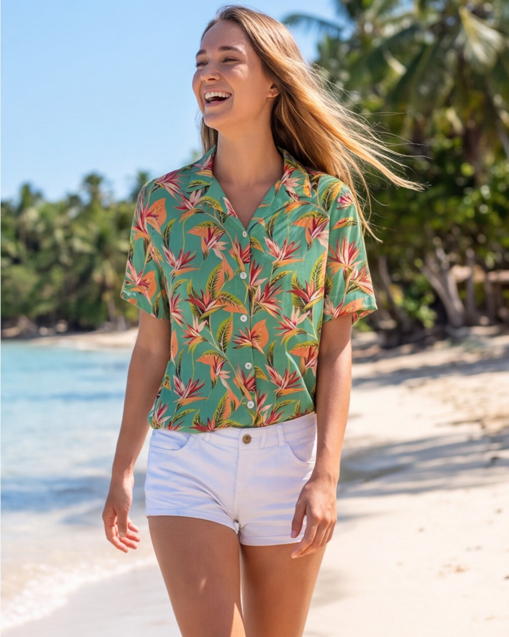 Womens Hawaiian Shirt - Tropical Melody