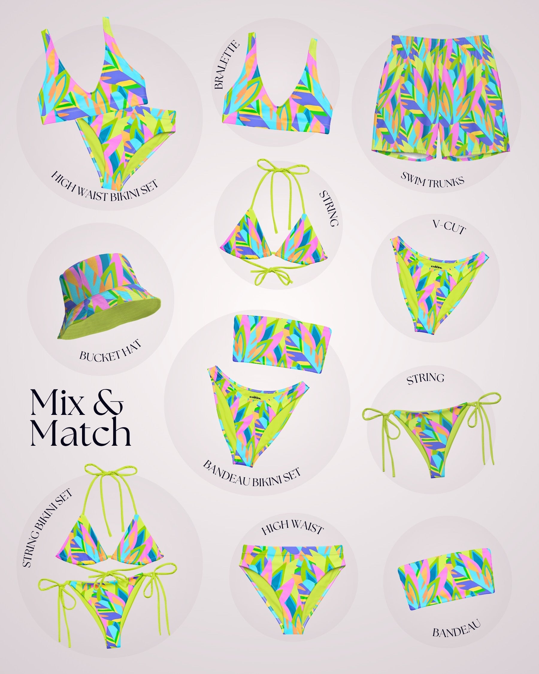Couples Matching Swimsuits - Colorful Abstract IX
