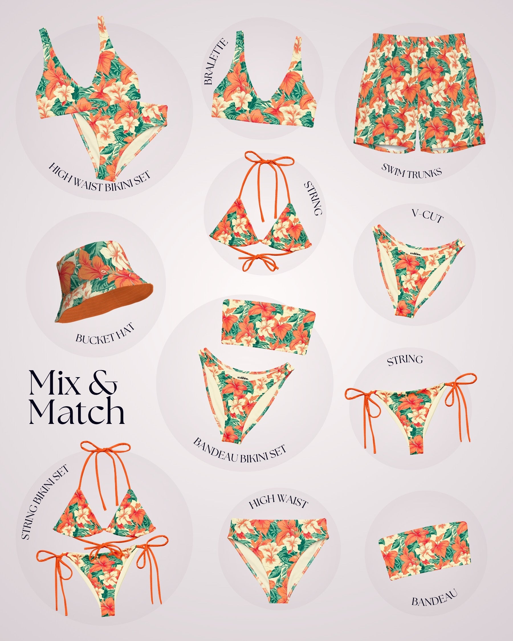 Couples Matching Swimsuits - Tropical Hawaiian II
