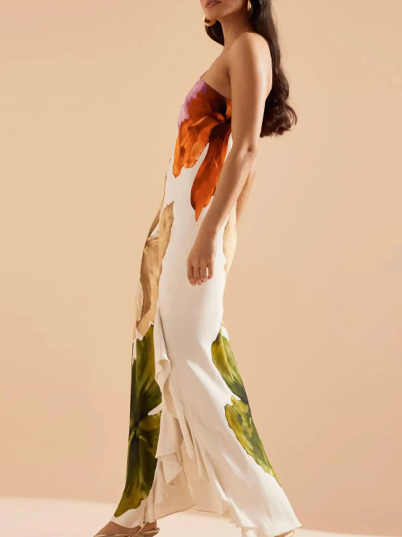 Floral Print Sleeveless Maxi Dress.