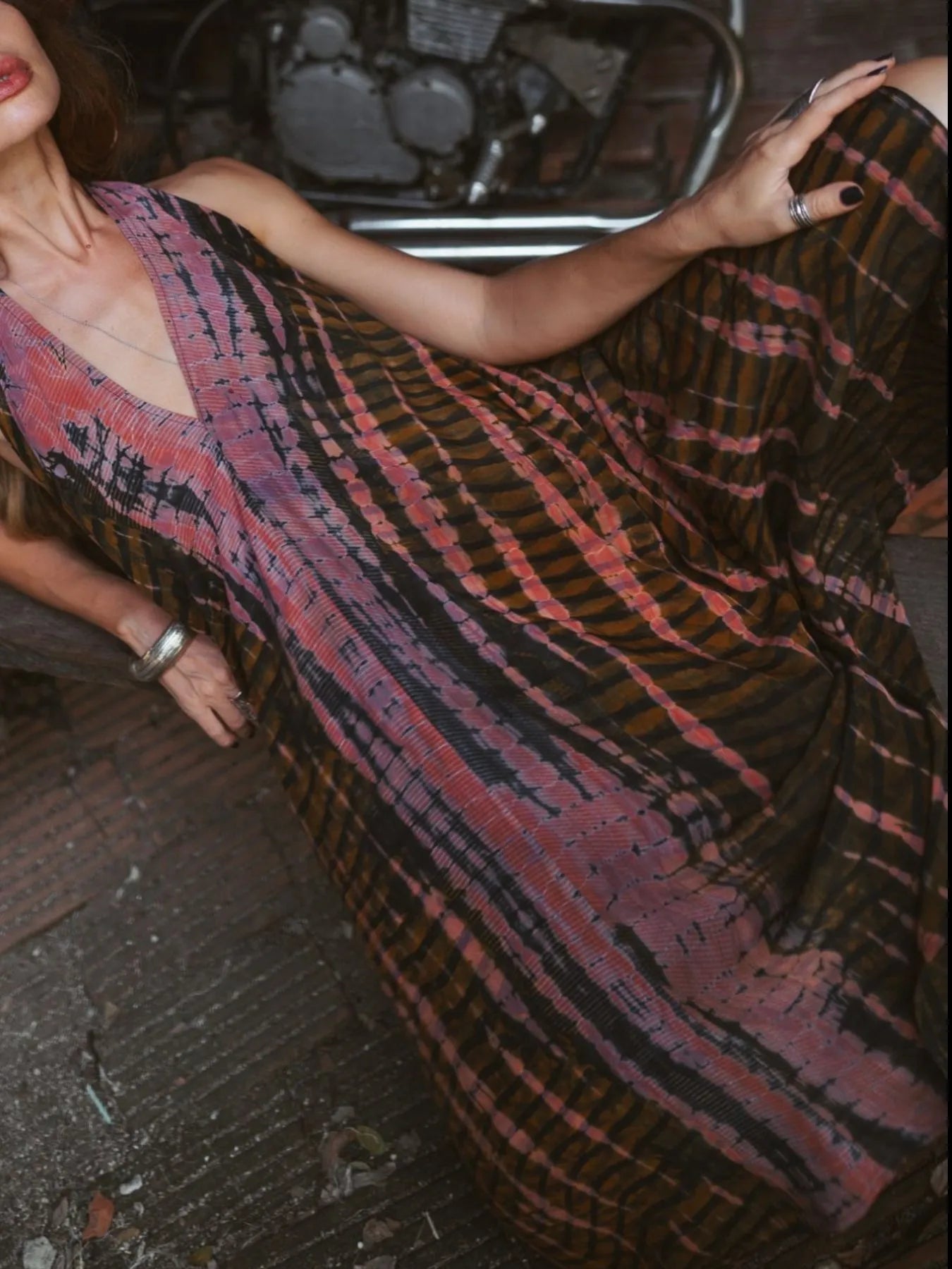 Asymmetrical Hem Printed Halter Neck Dress - Backless.