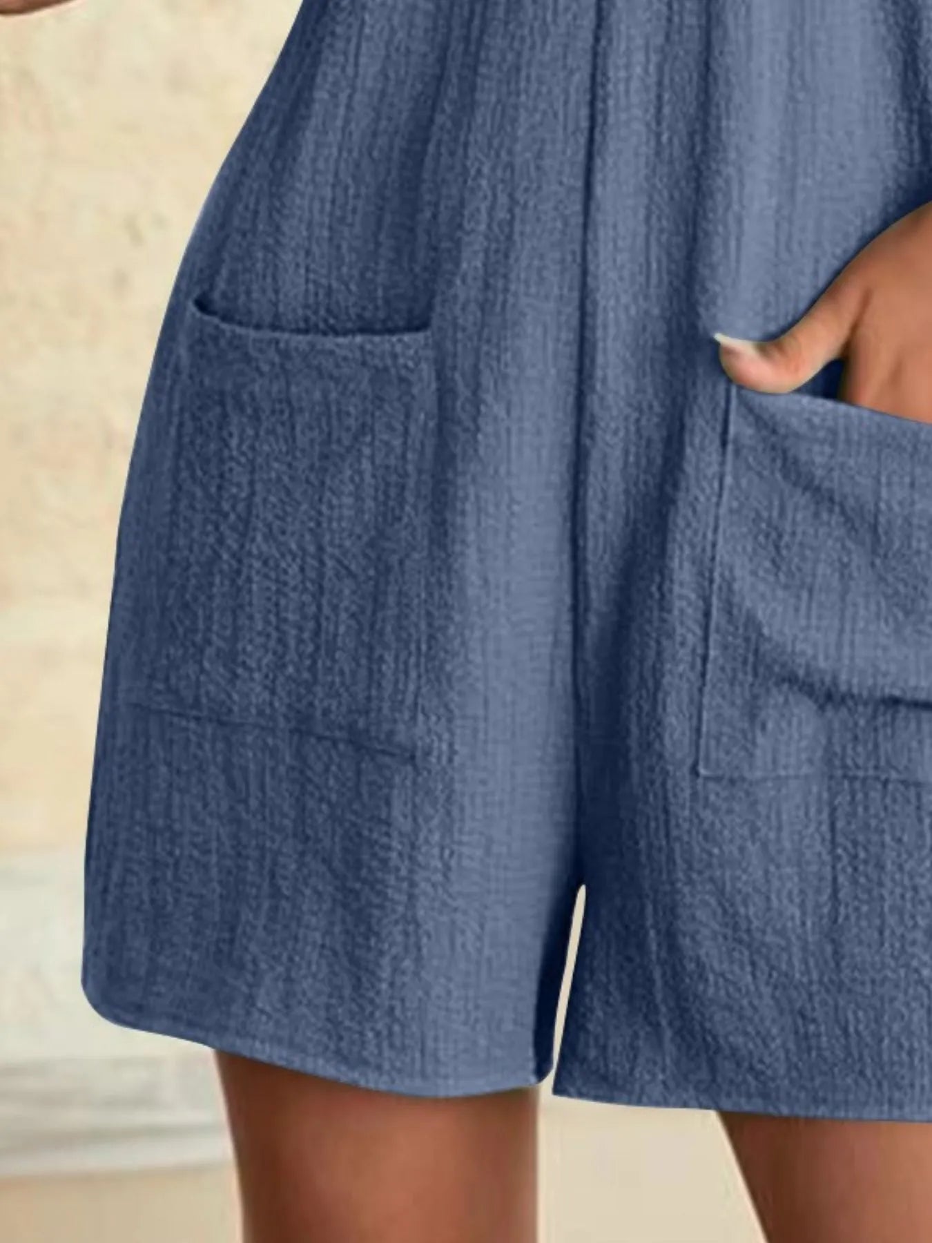 Plus Size Knot Strap Romper with Pockets.