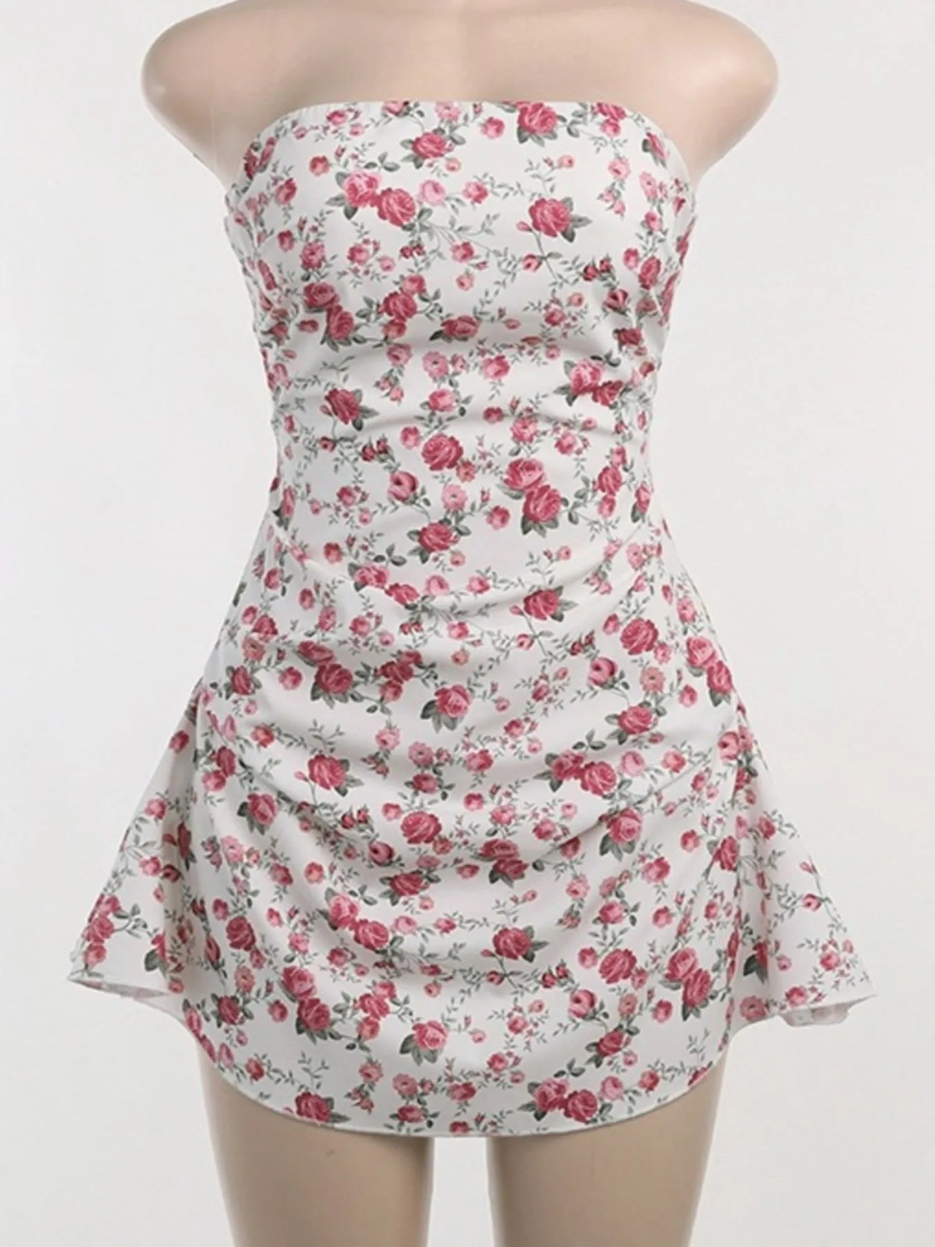 Floral Print Sweetheart Neck Midi Dress - Ruffled.