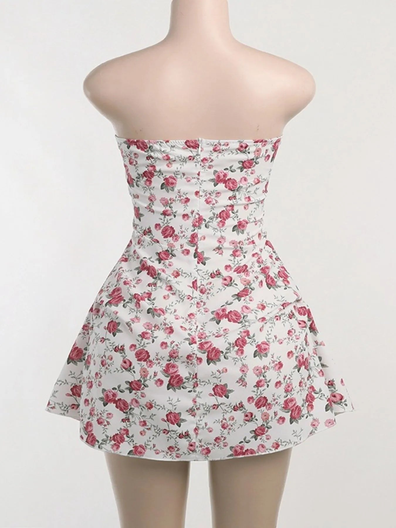 Floral Print Sweetheart Neck Midi Dress - Ruffled.