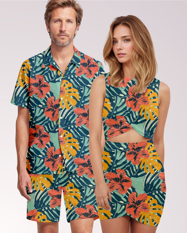 Couples Matching Outfits - Tropical Floral & Palms I