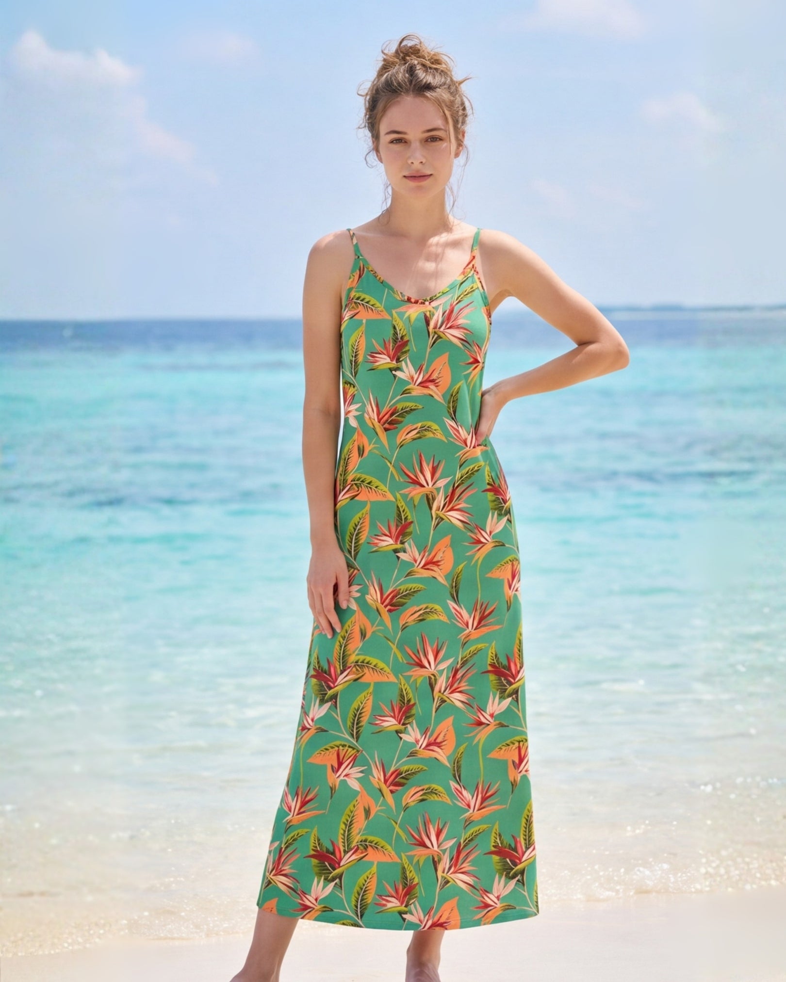 Maxi Slip Dress - Tropical Melody