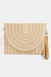 Two Tone Woven Paper Envelope Clutch Bag - Crossbody.