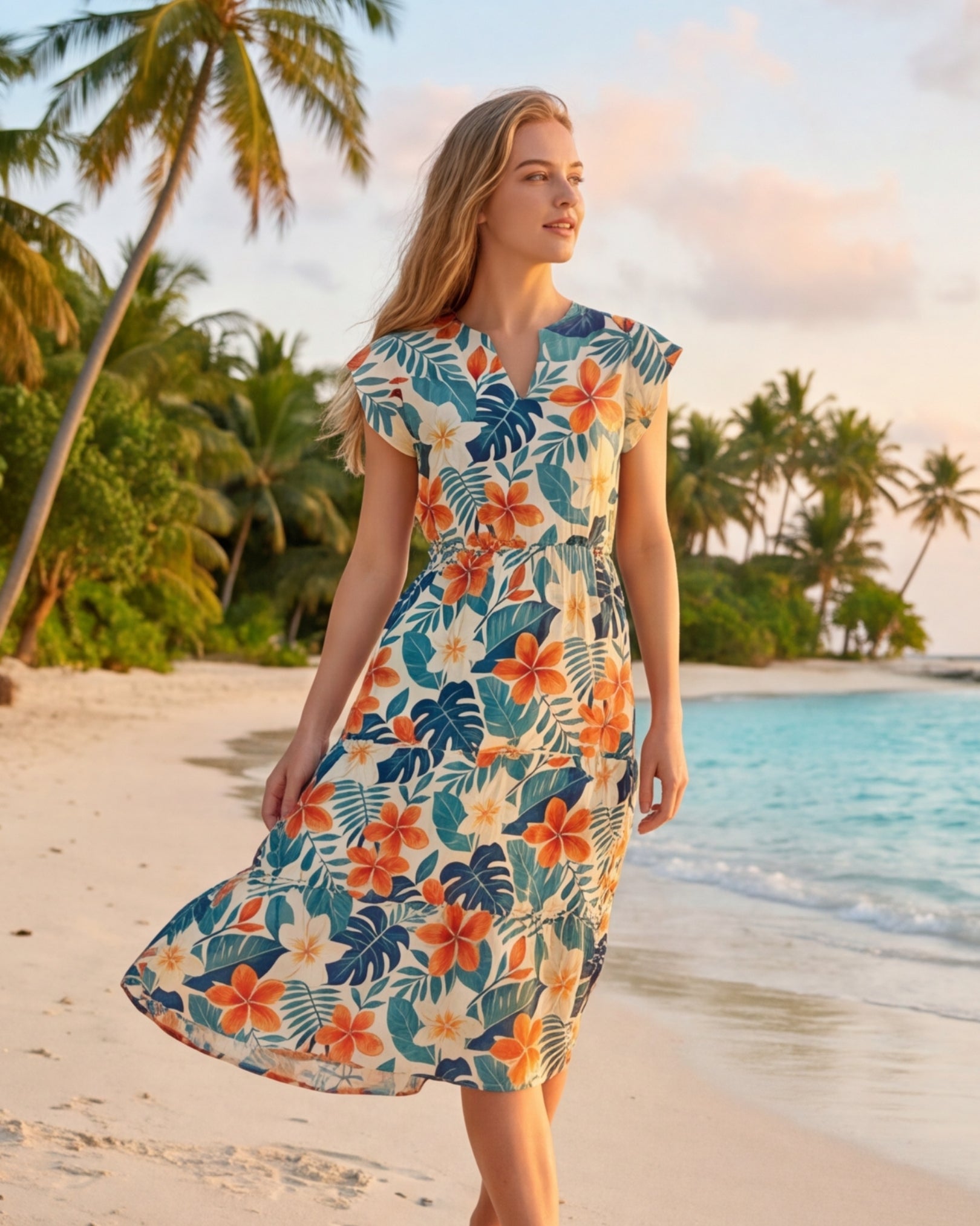 Tiered Midi Dress - Botanical Cove