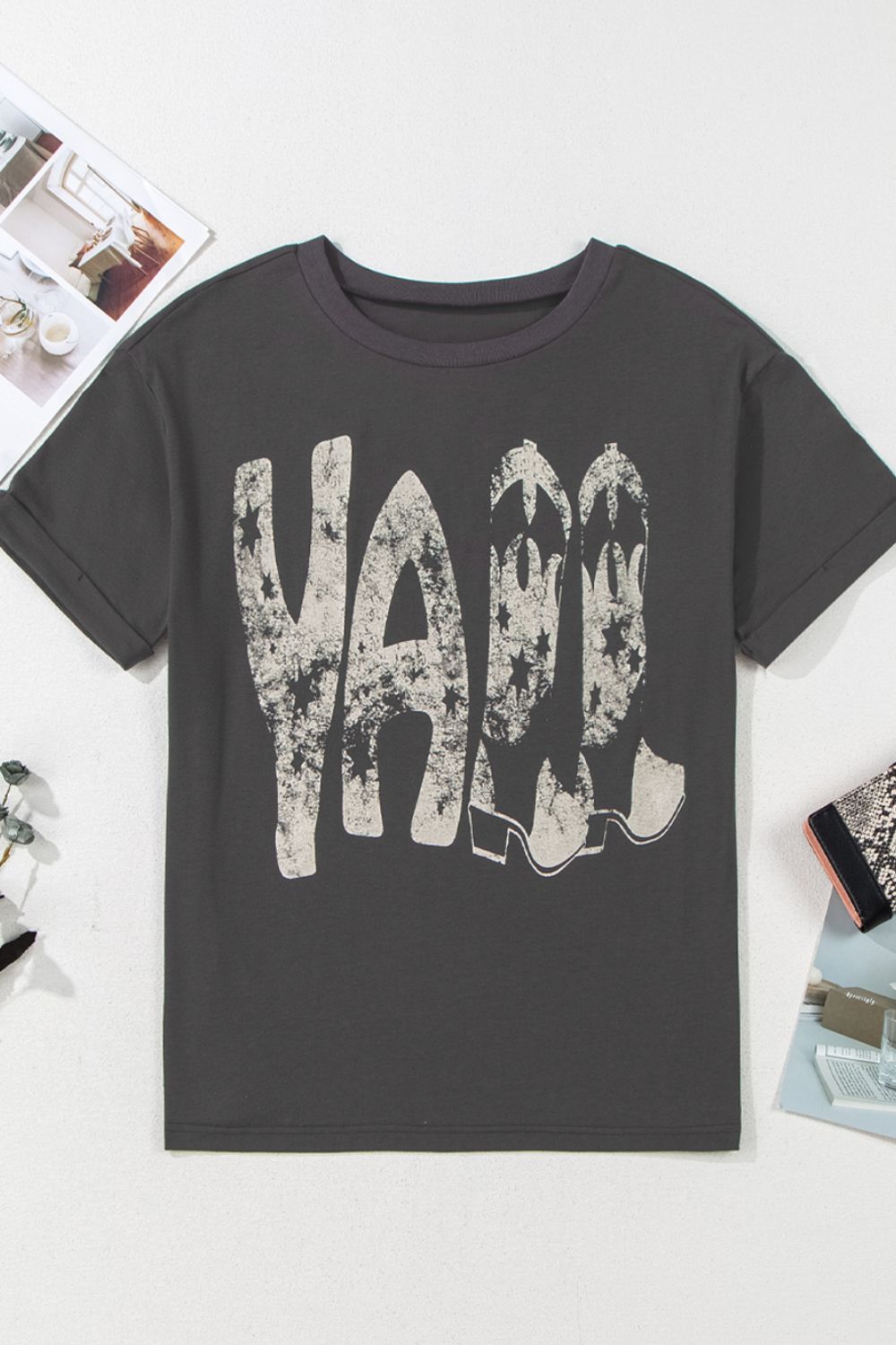 YALL Cowboy Boots Graphic Short Sleeve T-Shirt