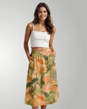 Midi Skirt - Peachy Palms