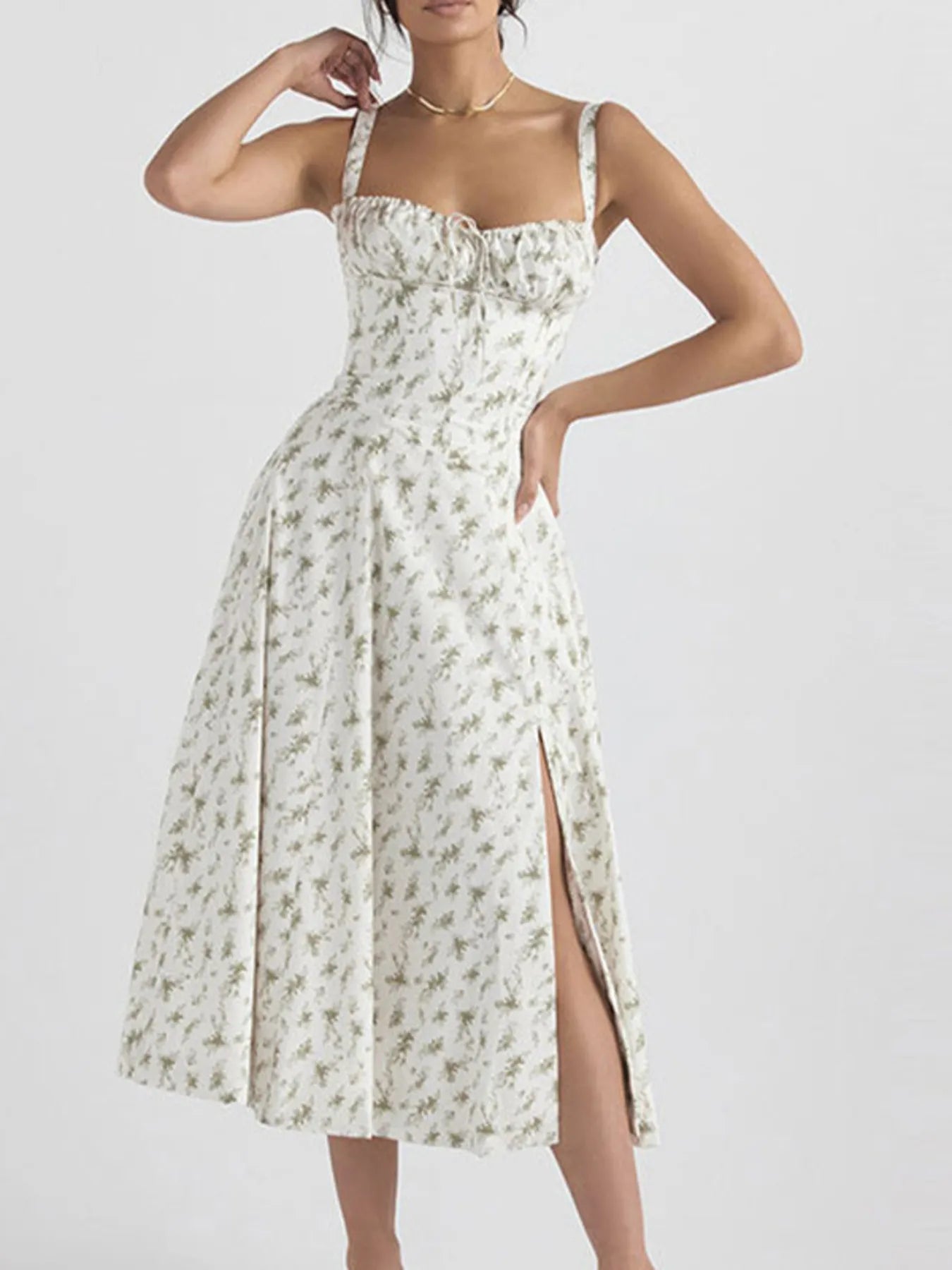 Smocked Back Tie Front Cami Dress - Frill & Ruched.