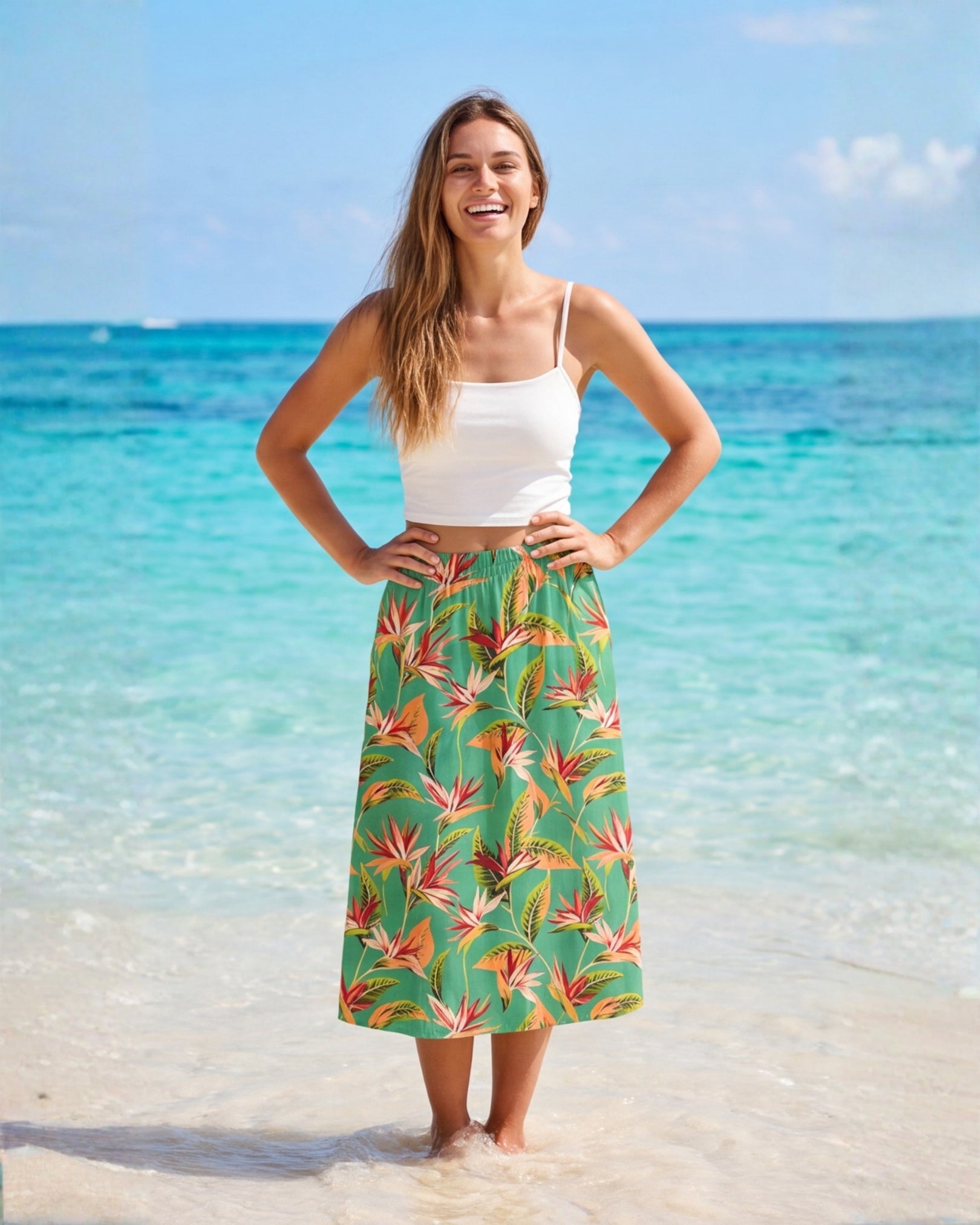 Midi Skirt - Tropical Melody