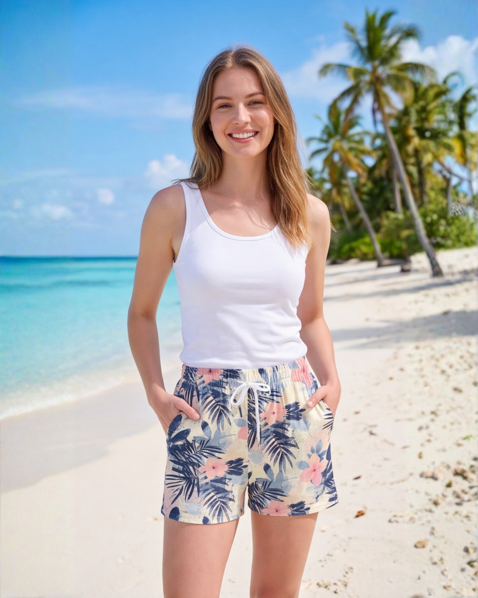 Womens Beach Shorts - Coastal Dreams