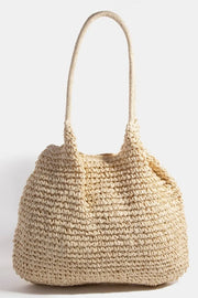 Braided Long Handle Straw Tote Bag - Large Size.
