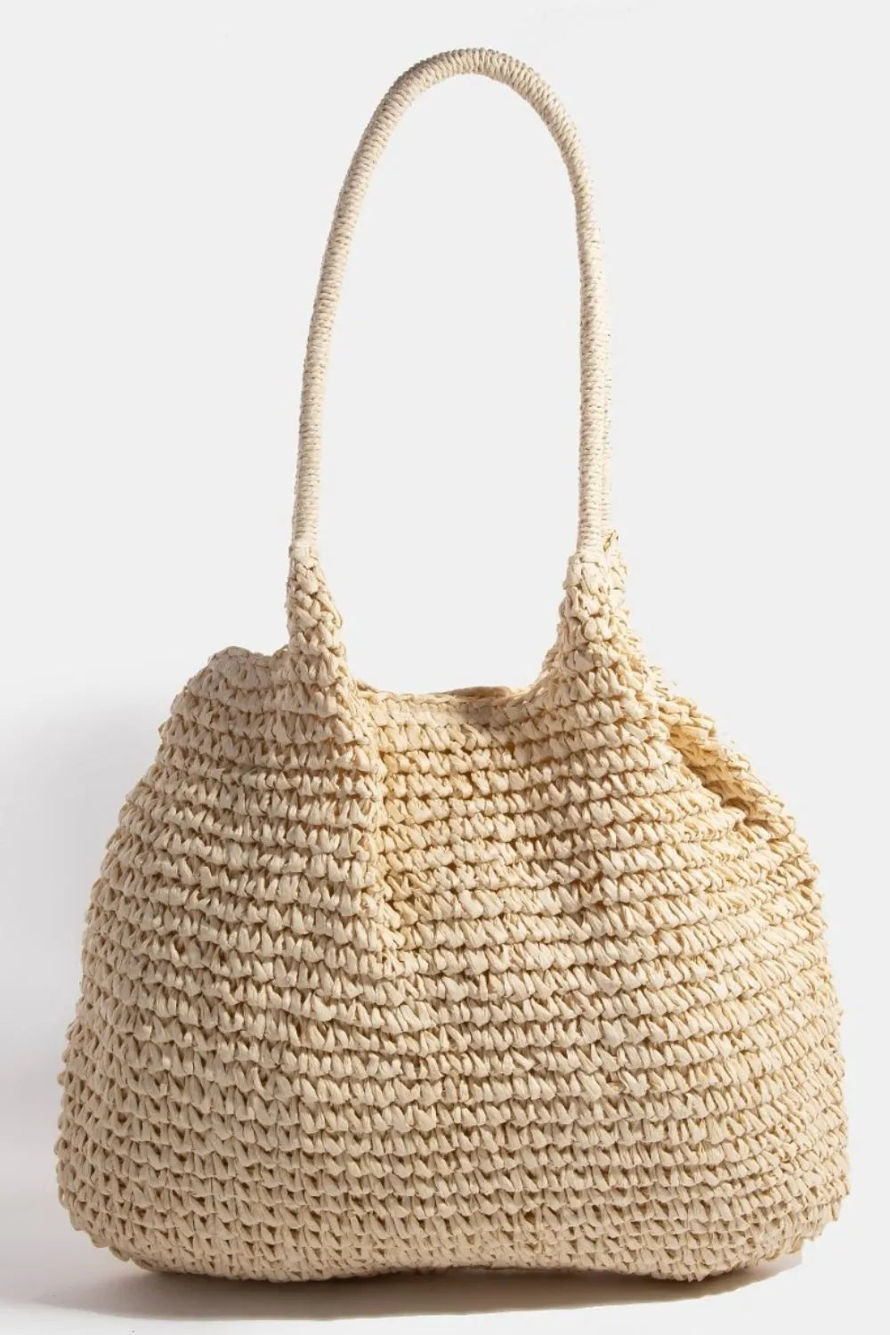 Braided Long Handle Straw Tote Bag - Large Size.