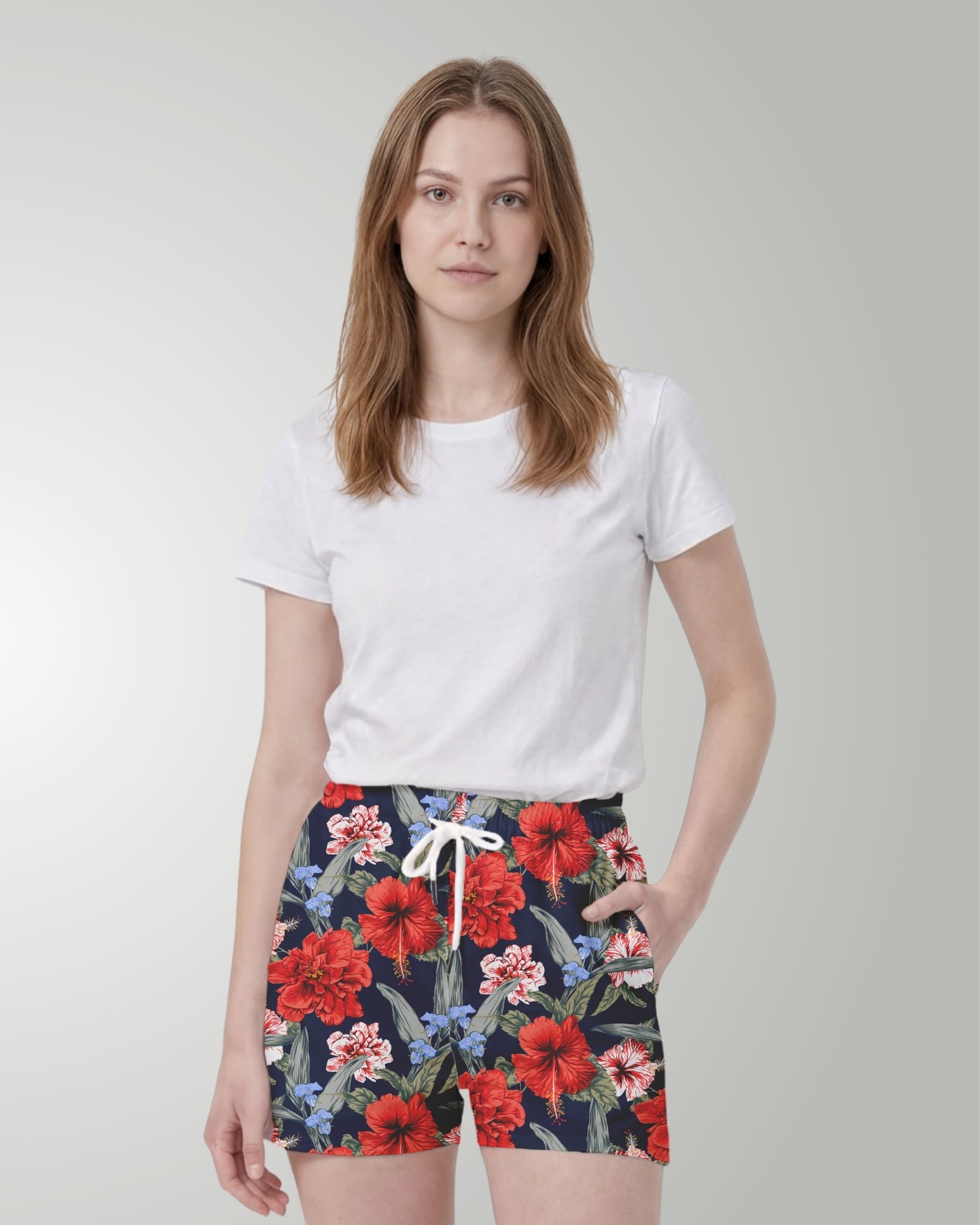 Womens Beach Shorts - Luau Serenade