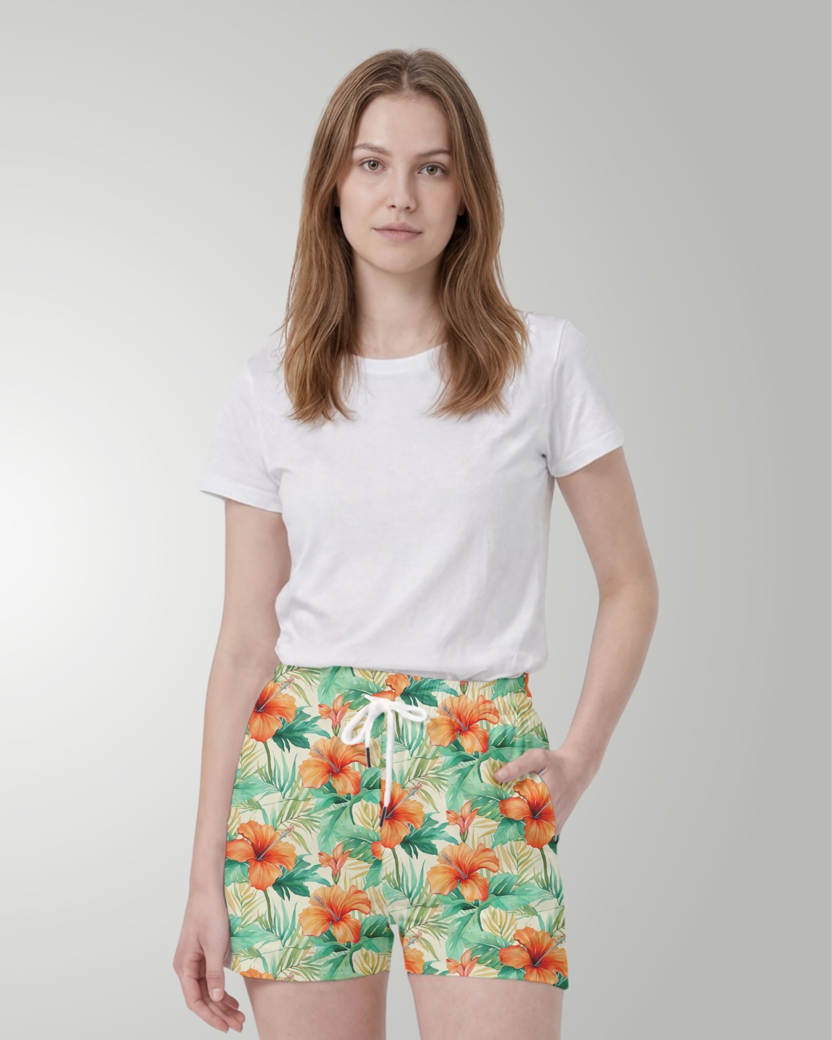 Womens Beach Shorts - Sunrise Lagoon
