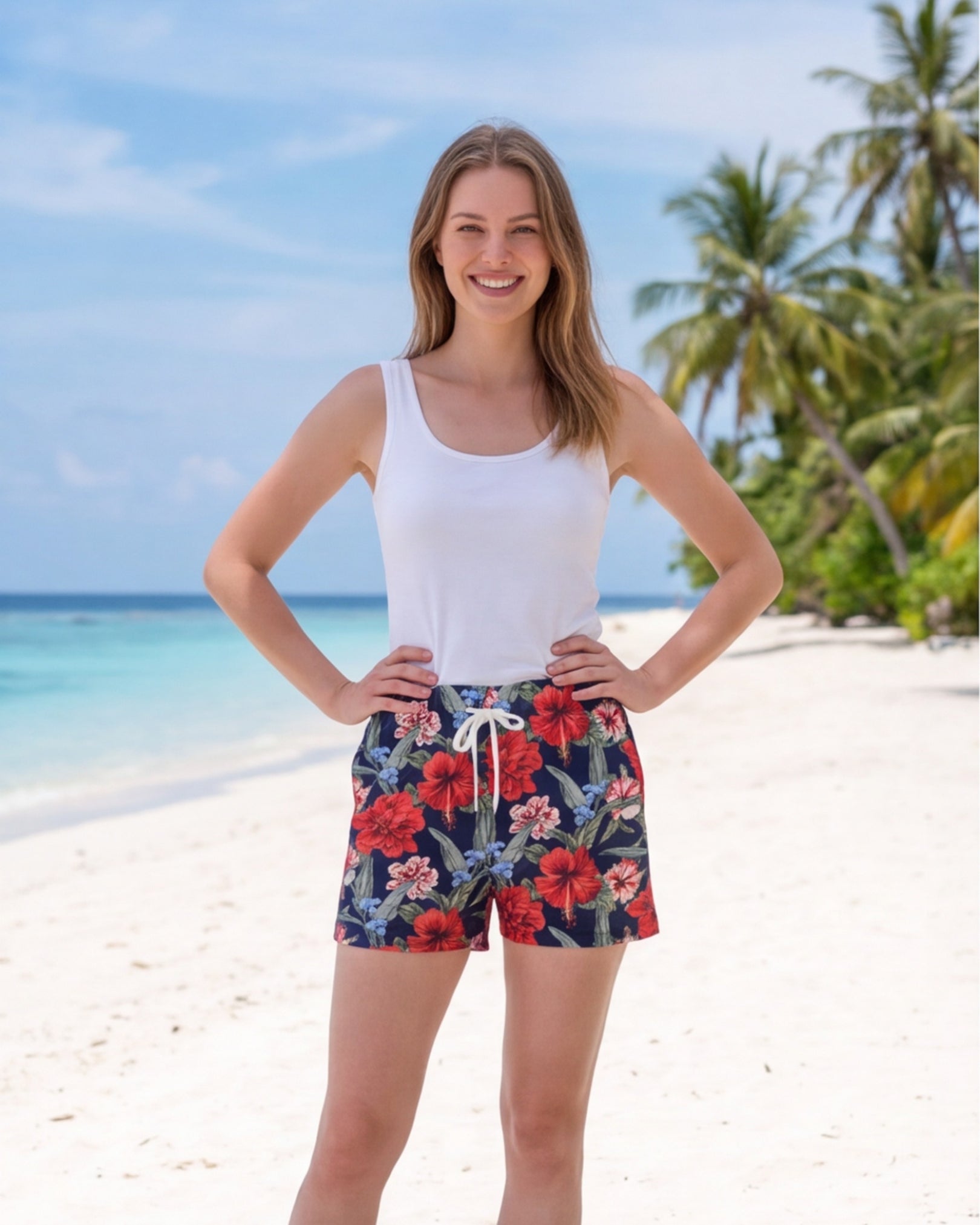Womens Beach Shorts - Luau Serenade