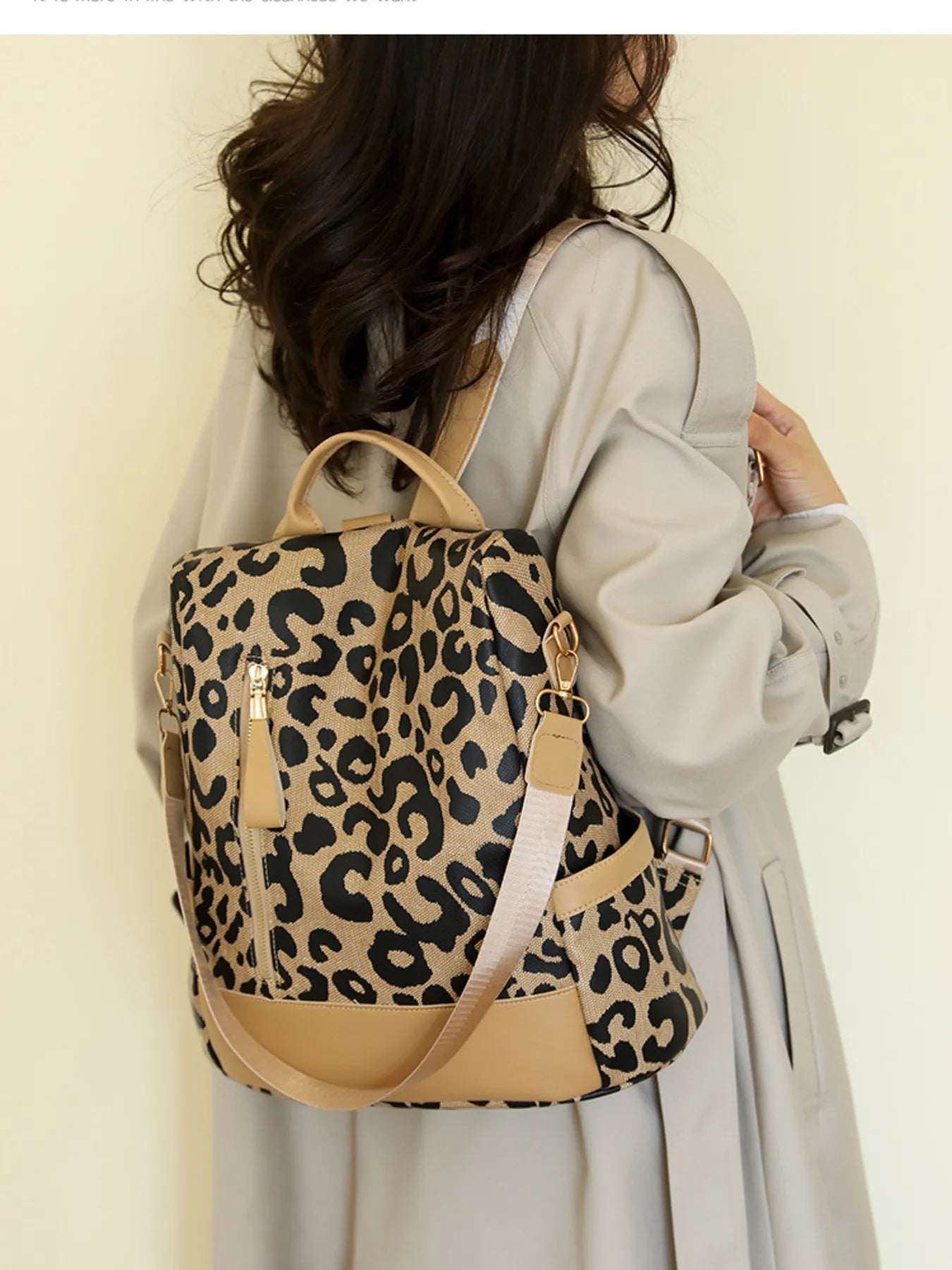 Leopard Print Backpack Bag - Medium.