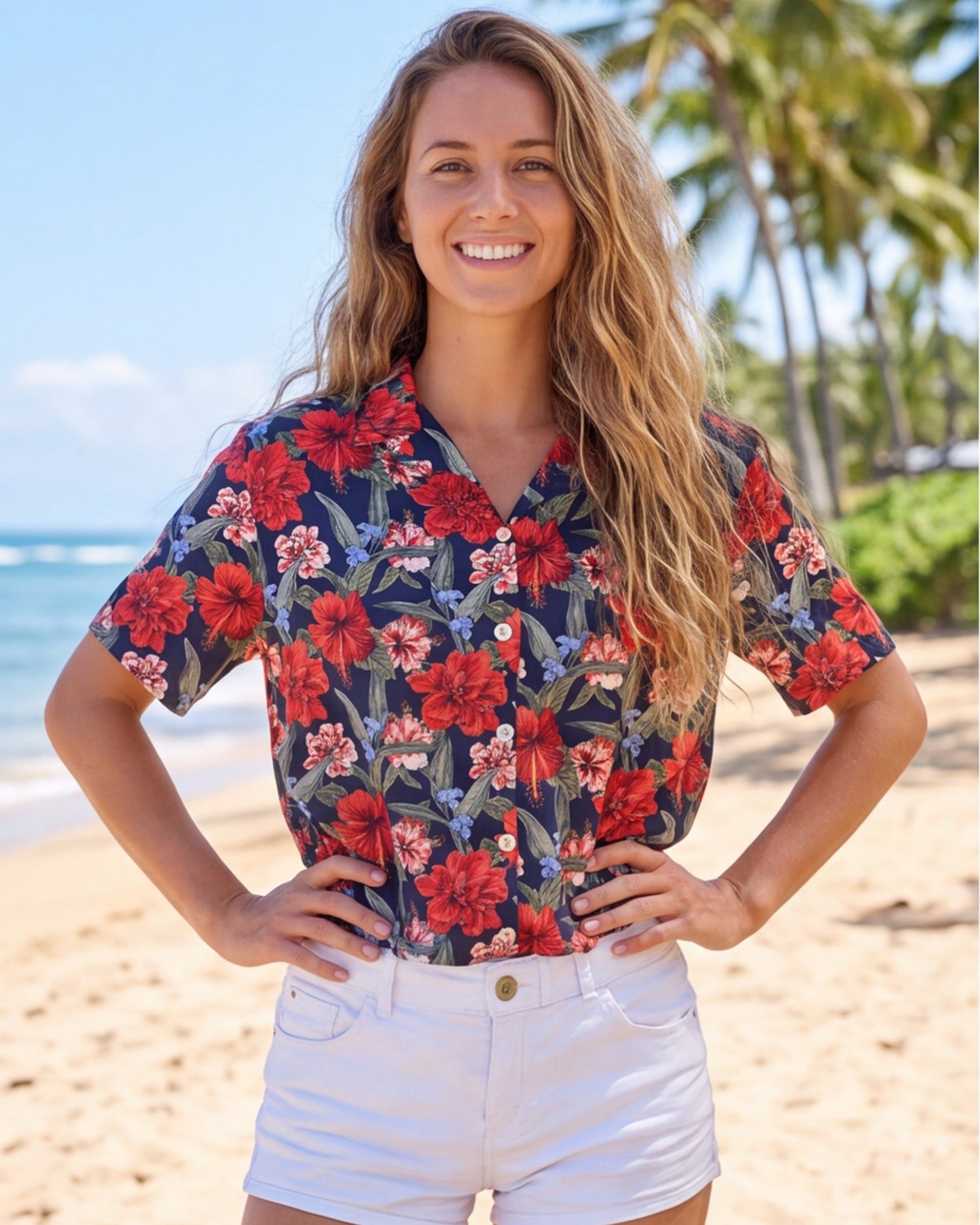 Womens Hawaiian Shirt - Luau Serenade