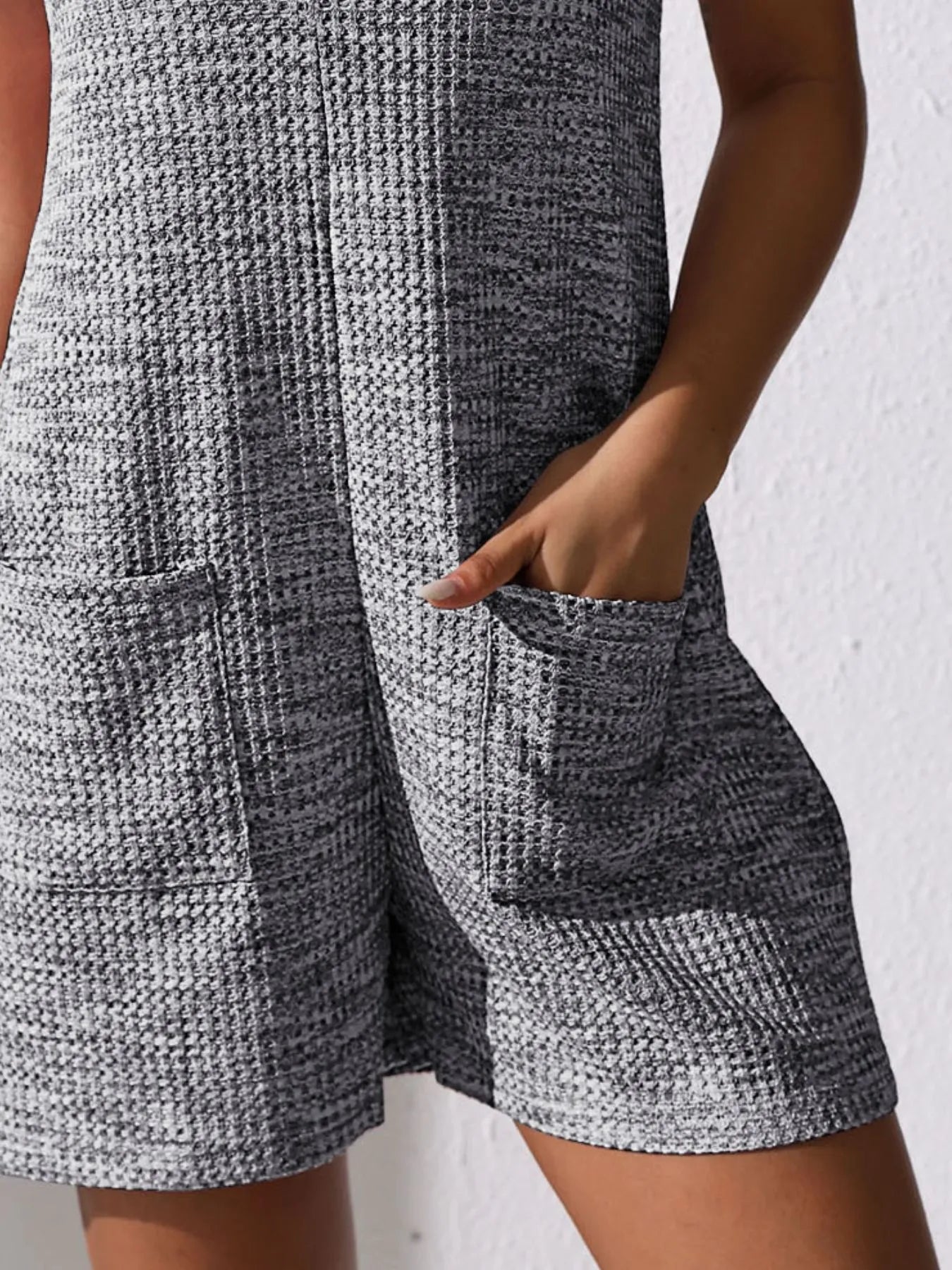 Plus Size Button Front Romper with Pockets.