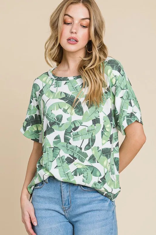 Lightweight Printed Round Neck Short Sleeve T-Shirt