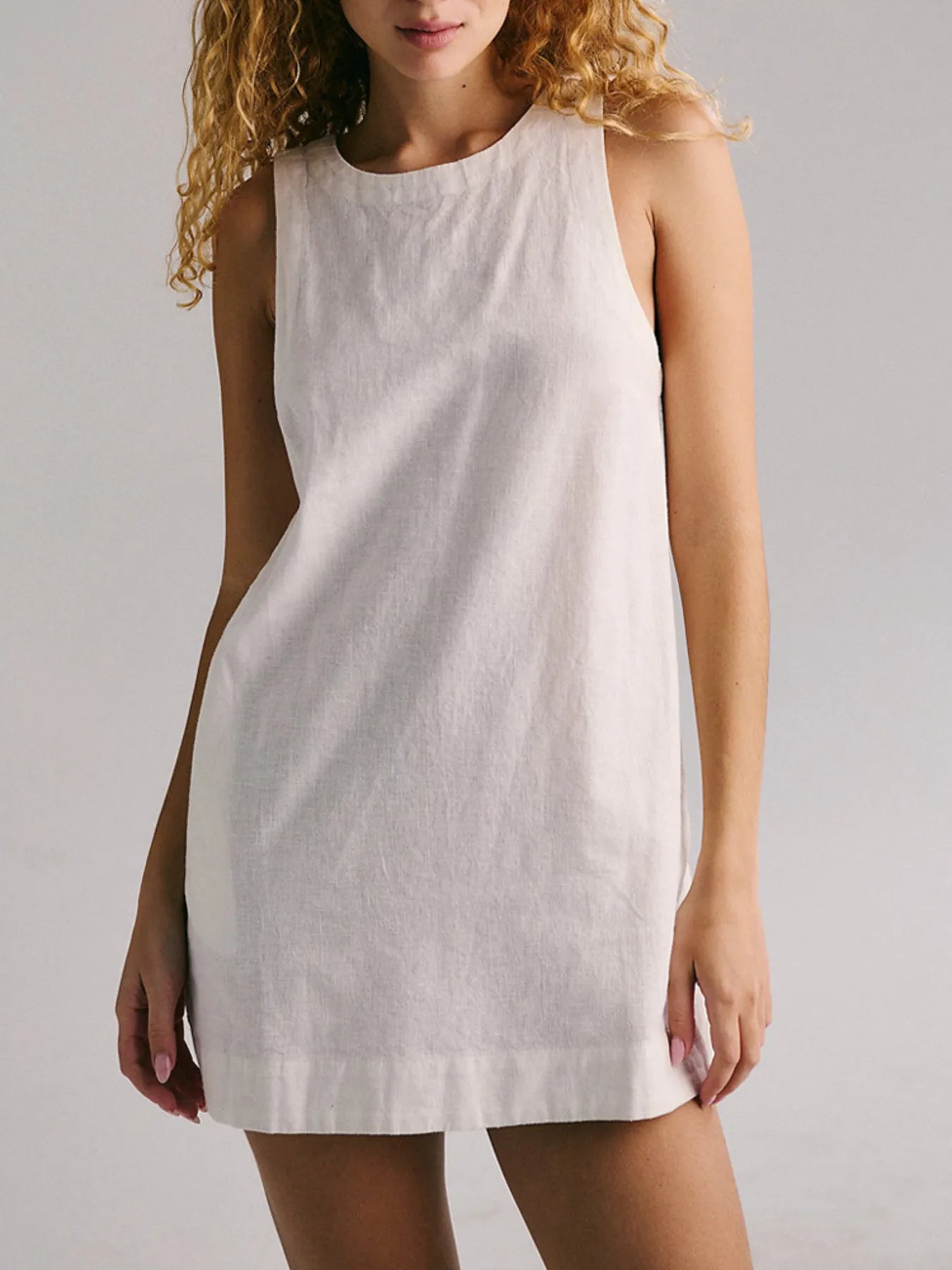 Backless Sleeveless Denim Mini Dress.