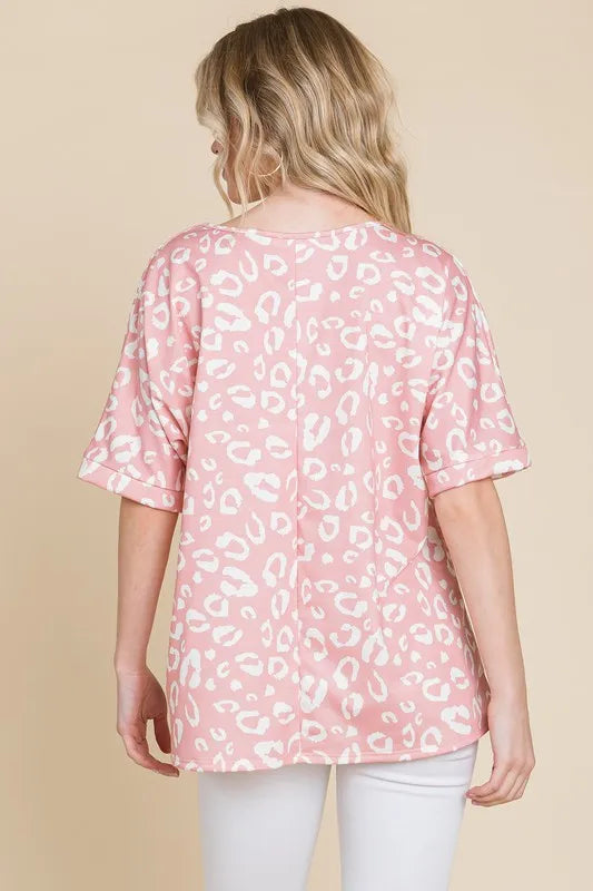 Loose Fit Animal Print Soft Knit Top