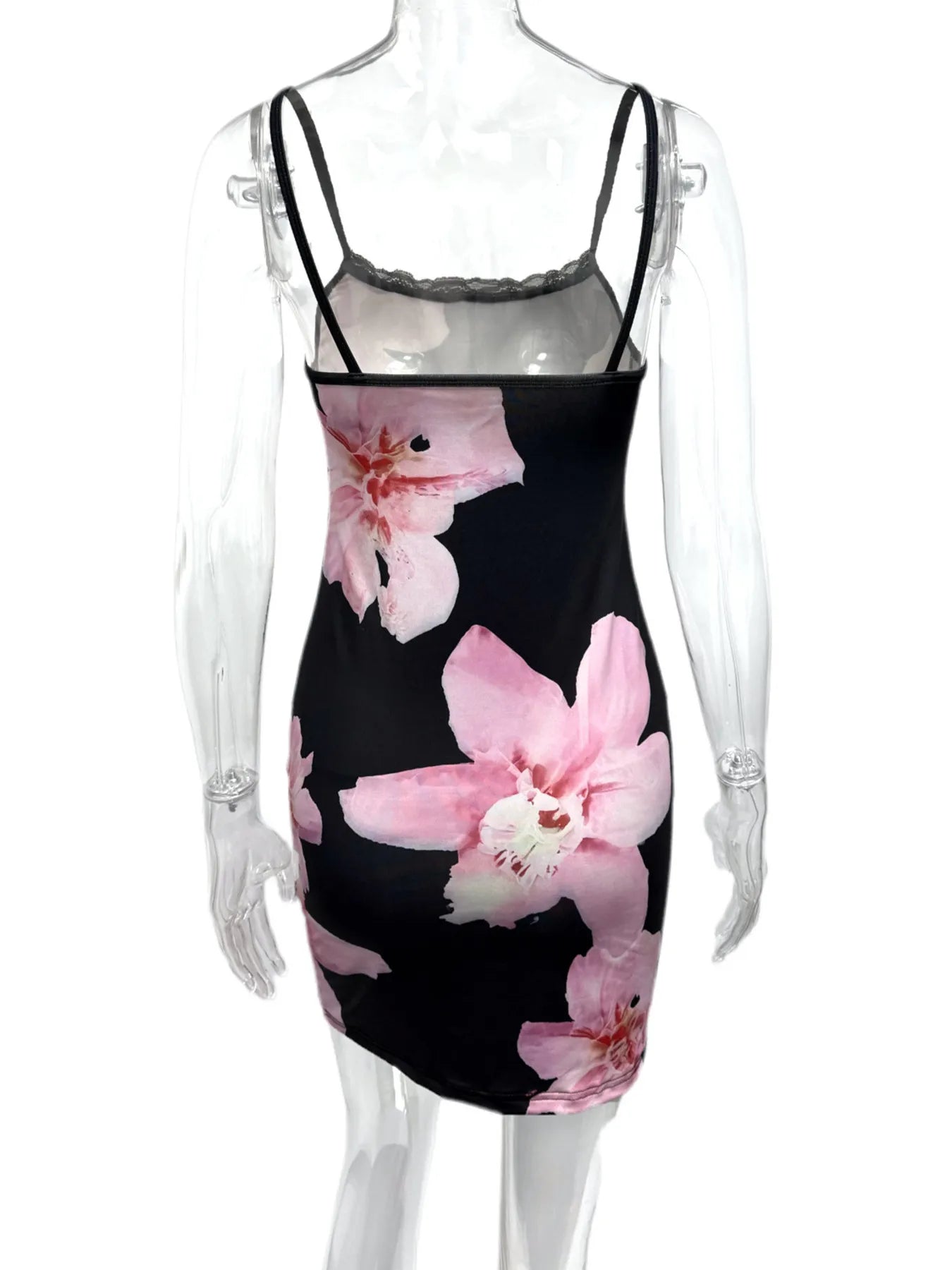 Floral Print Bodycon Maxi Dress with Spaghetti Straps.