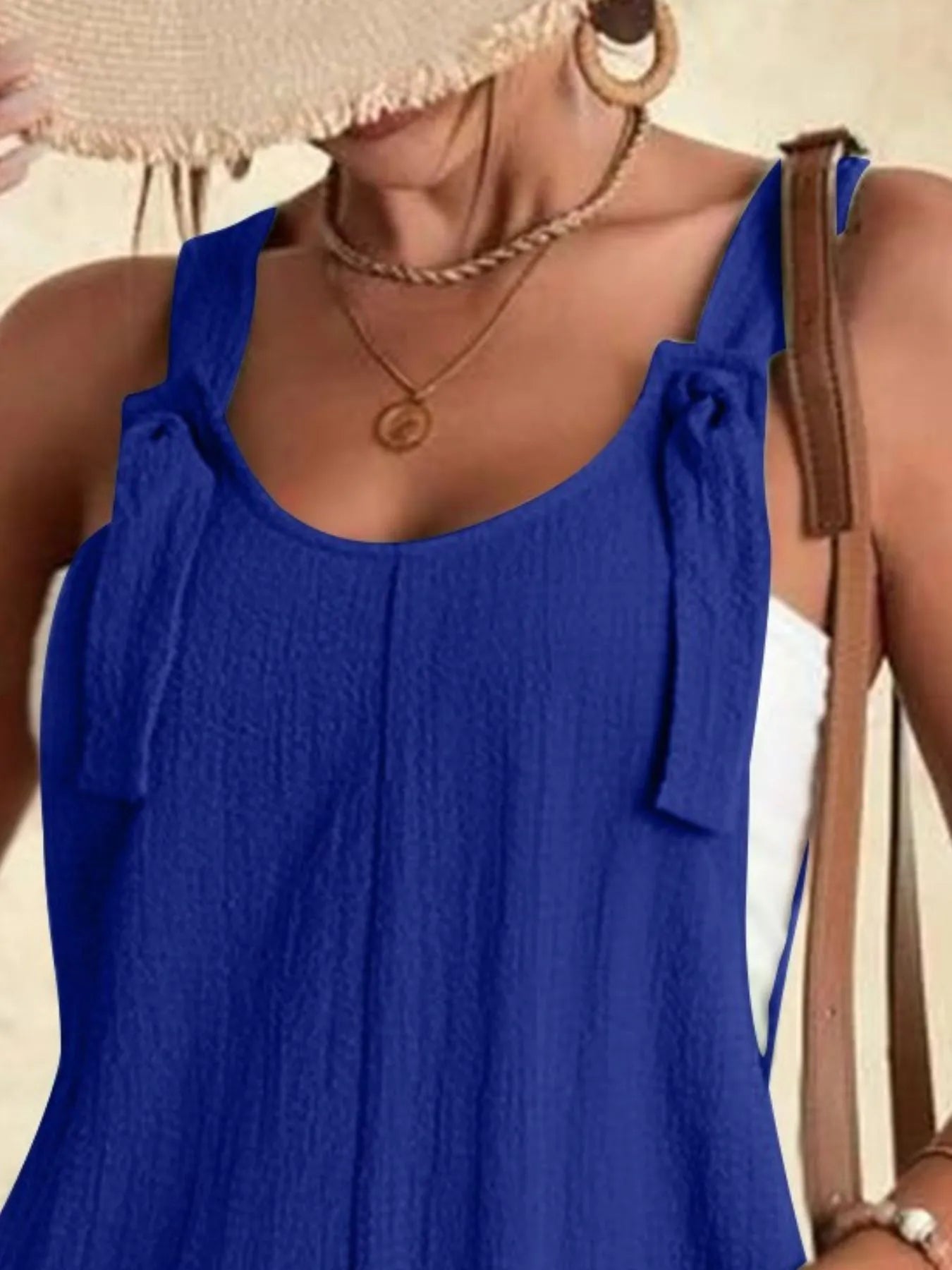 Plus Size Knot Strap Romper with Pockets.