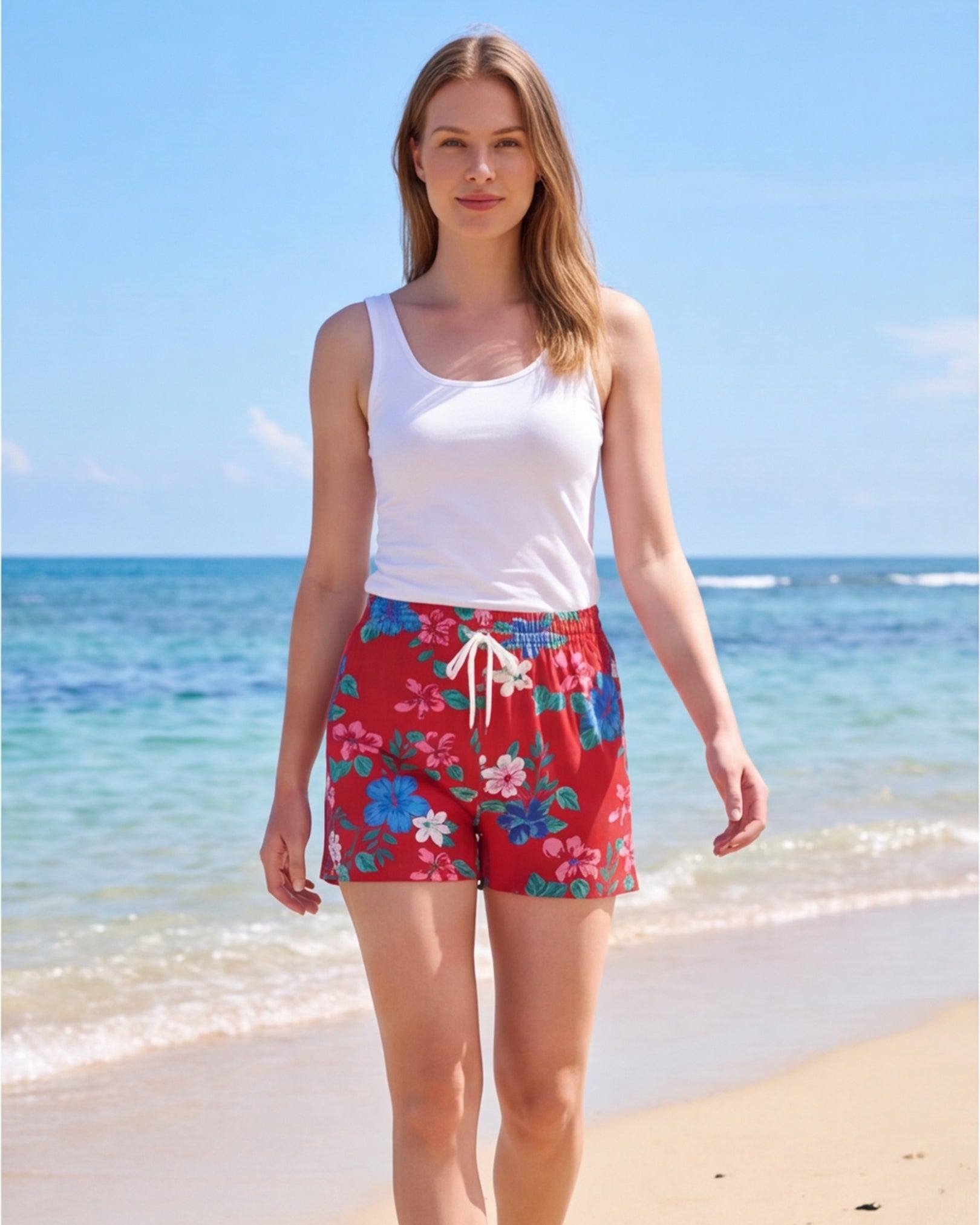 Womens Beach Shorts - Island Florals