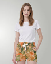 Womens Beach Shorts - Peachy Palms