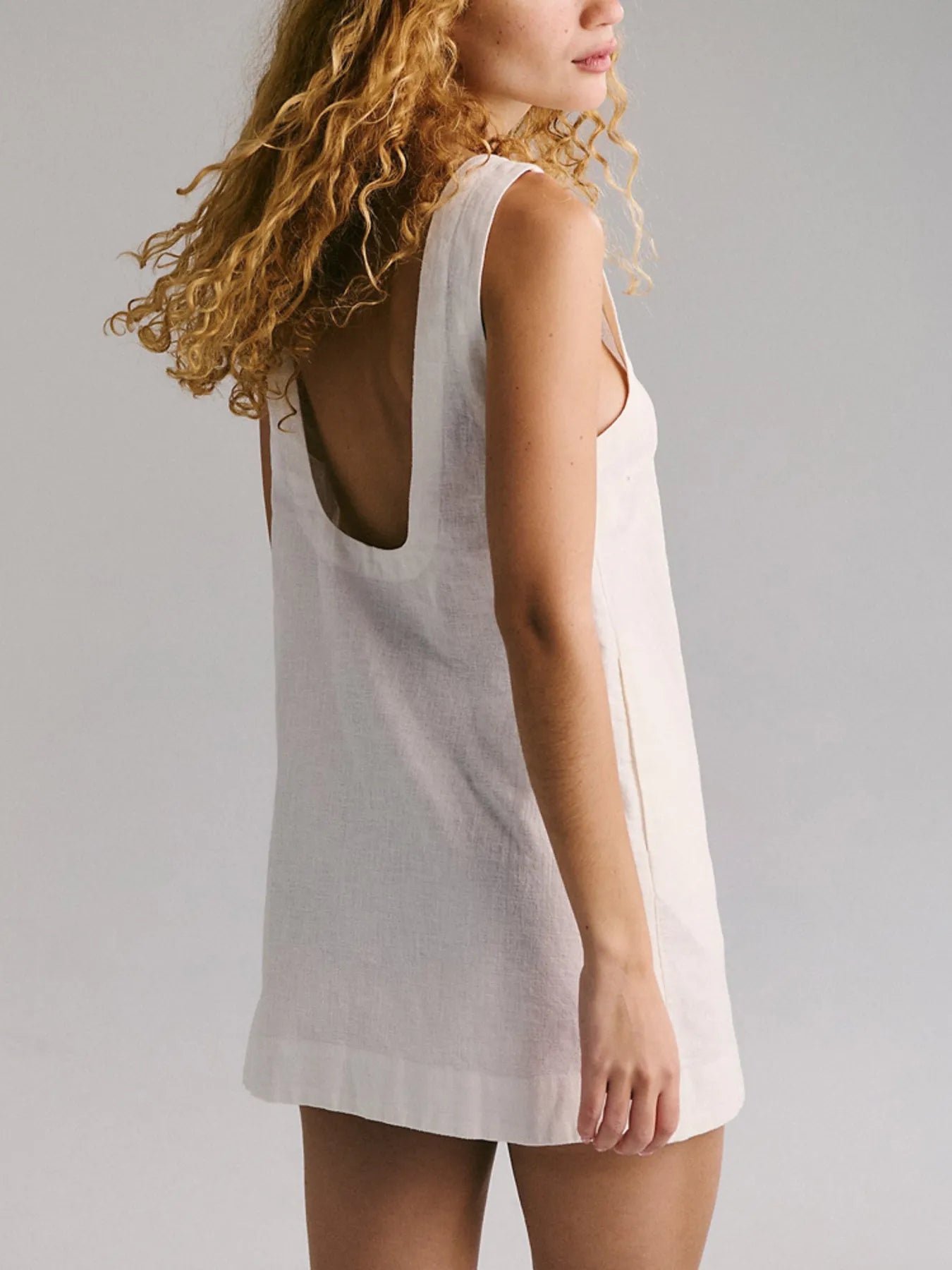 Backless Sleeveless Denim Mini Dress.