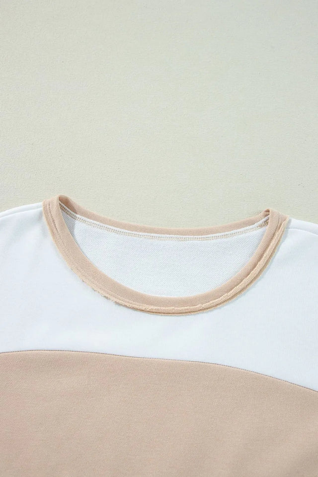 Color Block Patchwork Side Split Tunic T Shirt