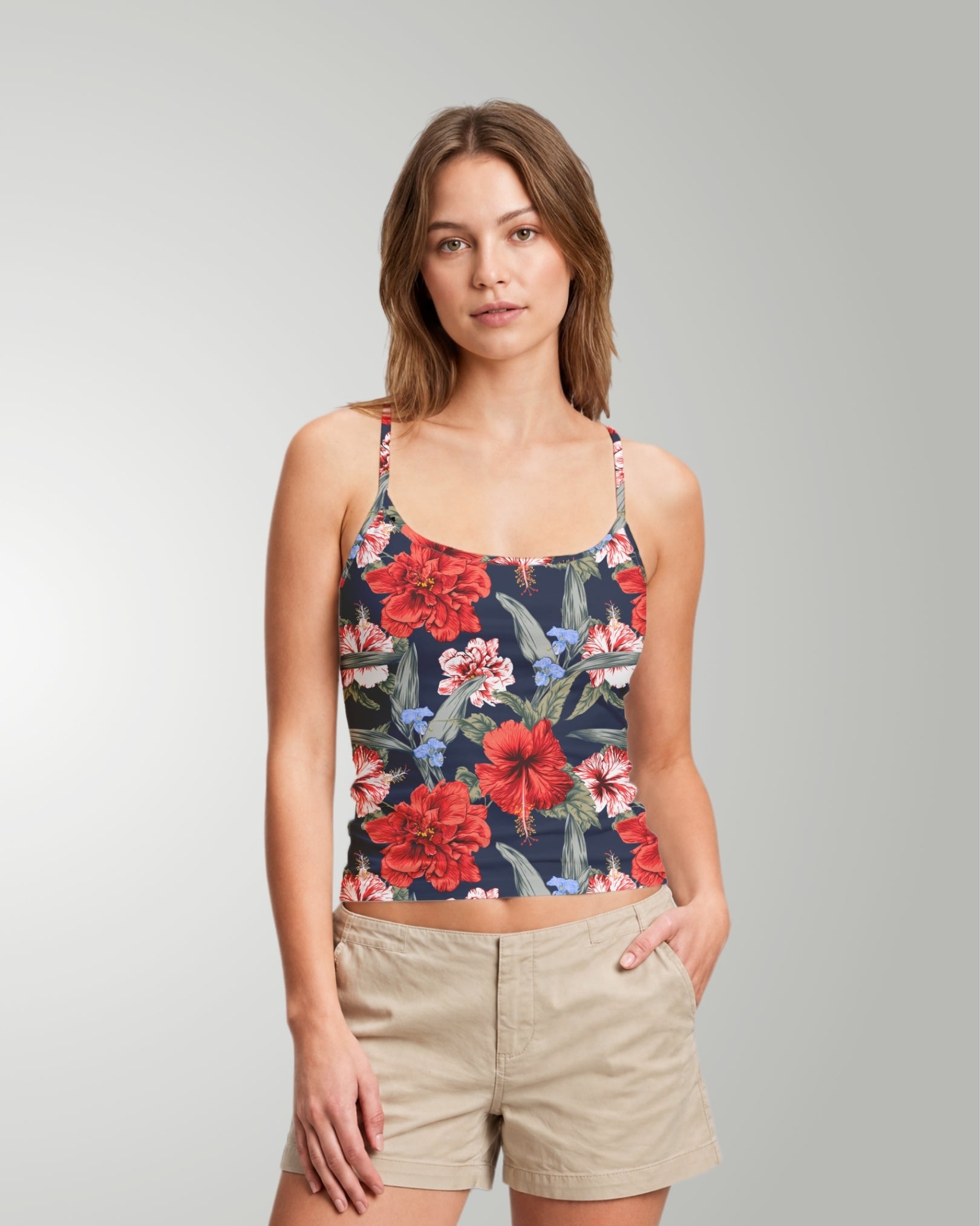 Womens Crop Cami Tank - Luau Serenade
