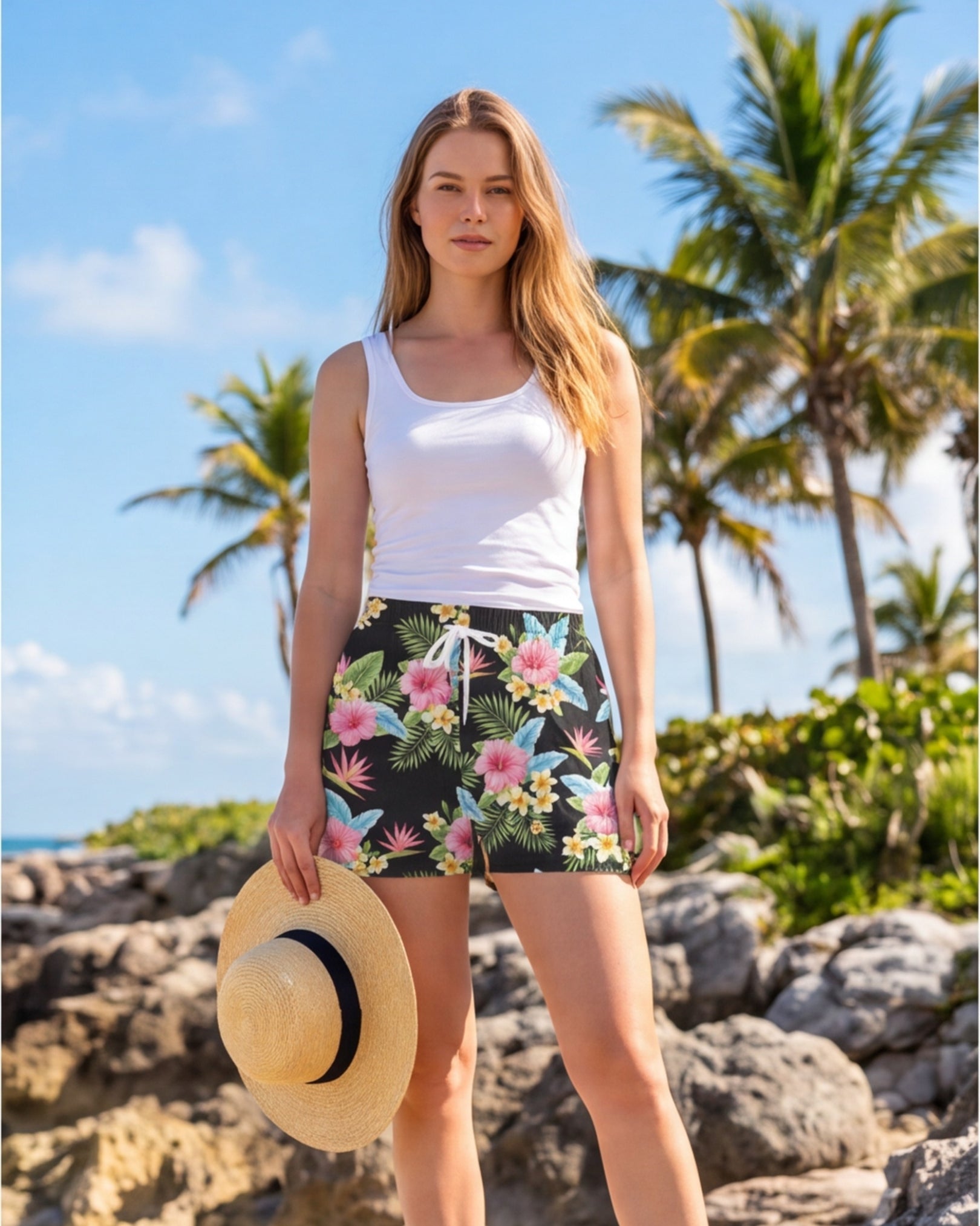 Womens Beach Shorts - Lost in Paradise