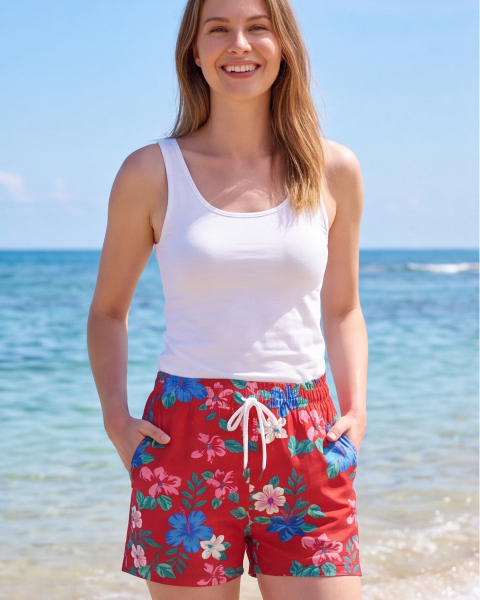 Womens Beach Shorts - Island Florals