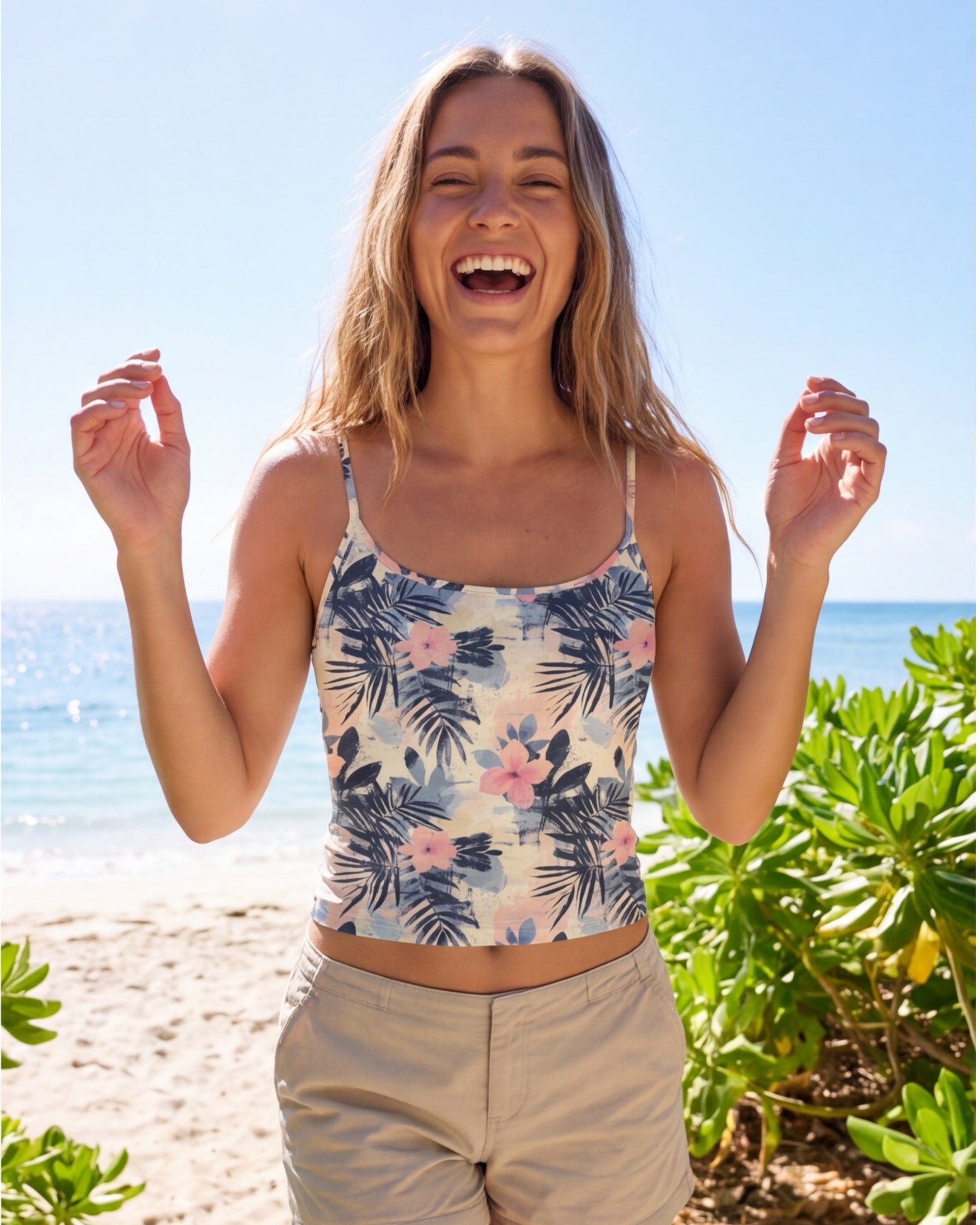 Womens Crop Cami Tank - Coastal Dreams