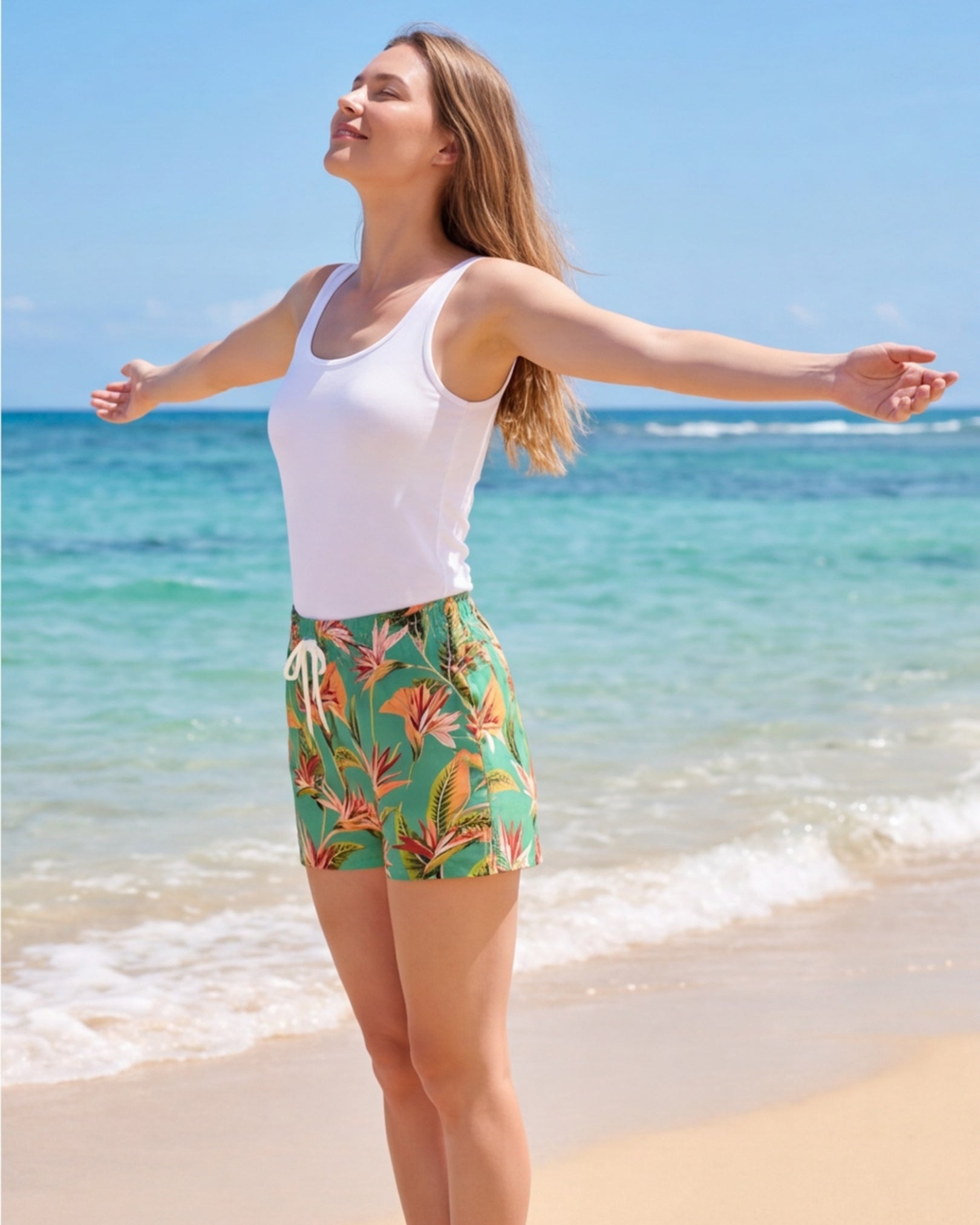 Womens Beach Shorts - Tropical Melody