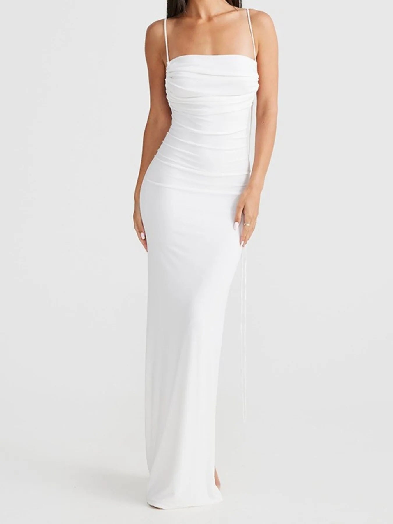 Backless Slit Sleeveless Bodycon Maxi Dress - Tied.
