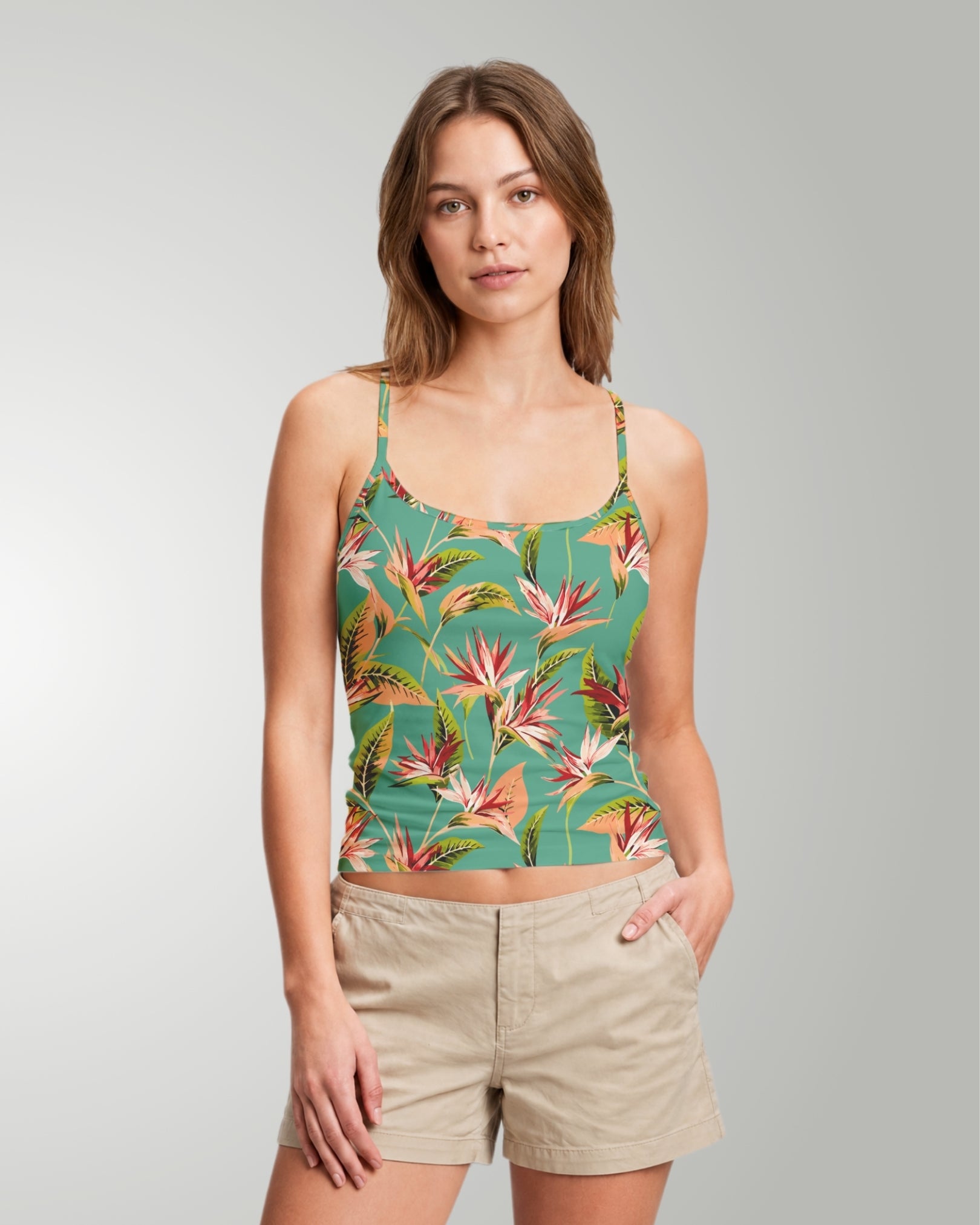 Womens Crop Cami Tank - Tropical Melody