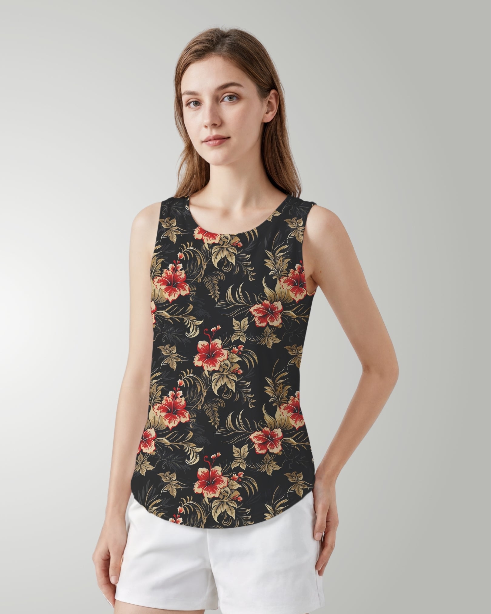 Womens Tank - Midnight Hibiscus
