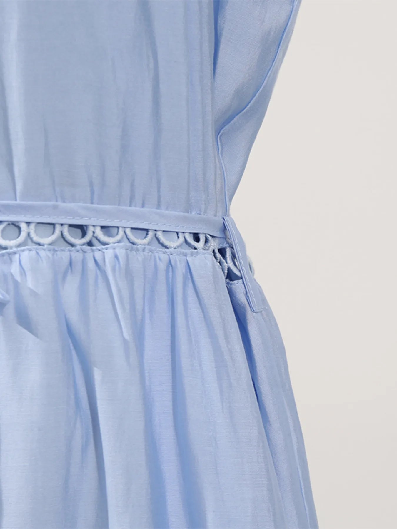 Lace Detail Contrast Trim Mini Cami Dress - Tied.