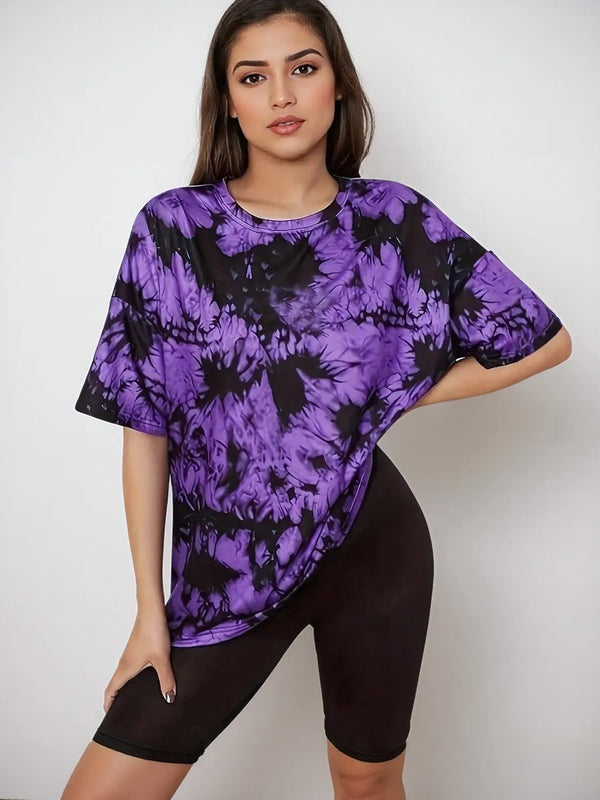Tie-Dye Round Neck Short Sleeve T-Shirt