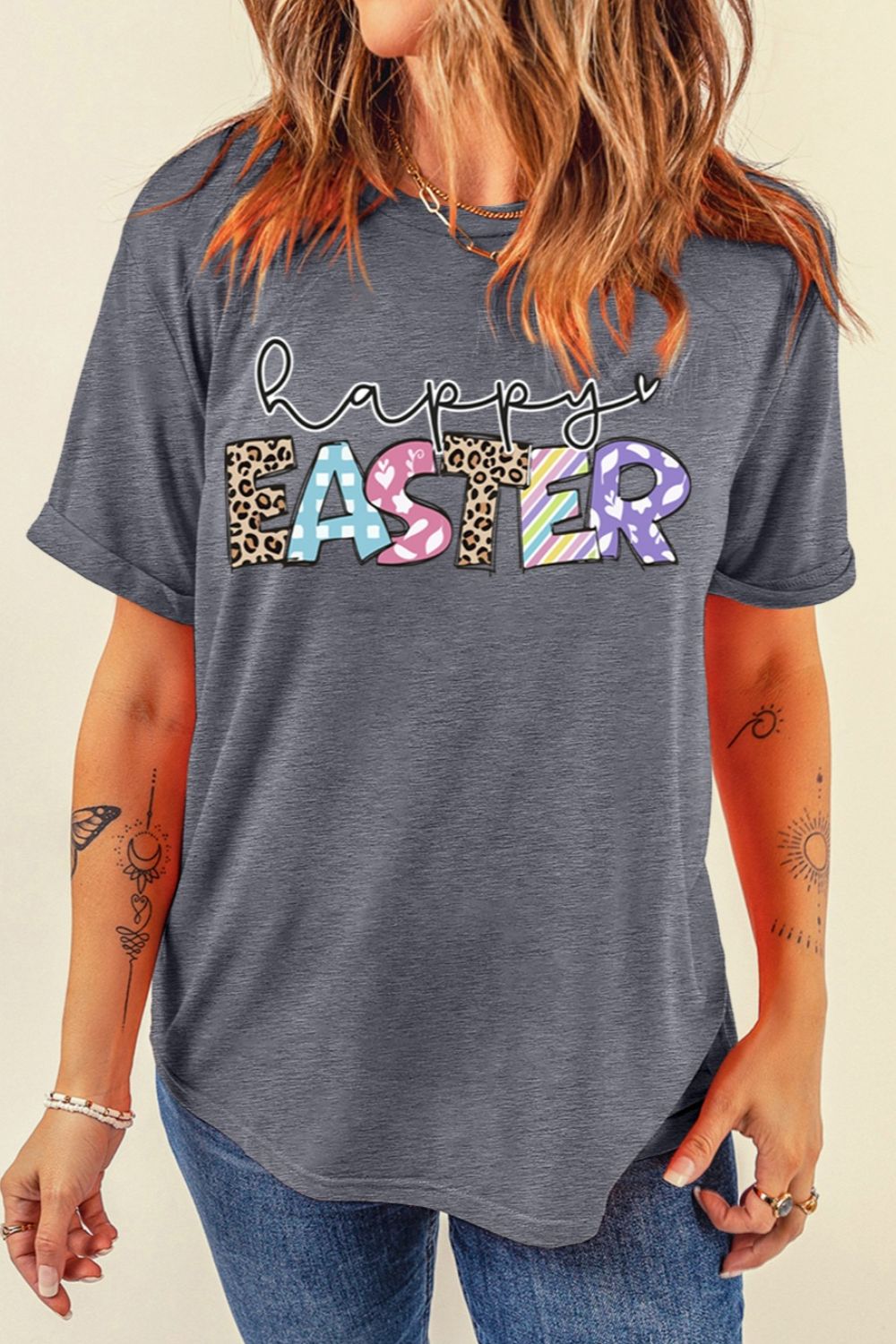 HAPPY EASTER Graphic Short Sleeve T-Shirt