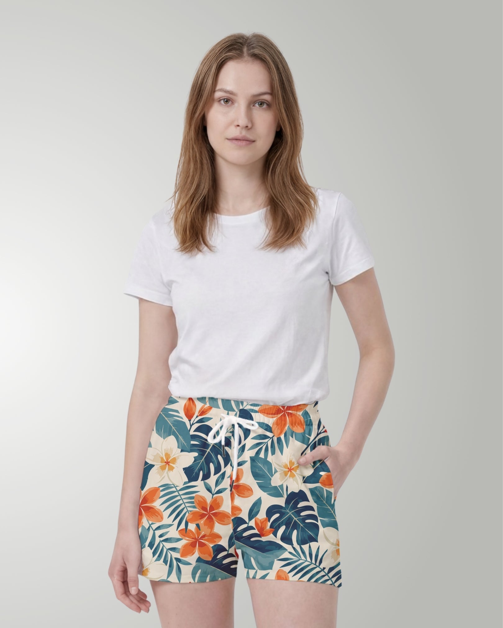 Womens Beach Shorts - Botanical Cove